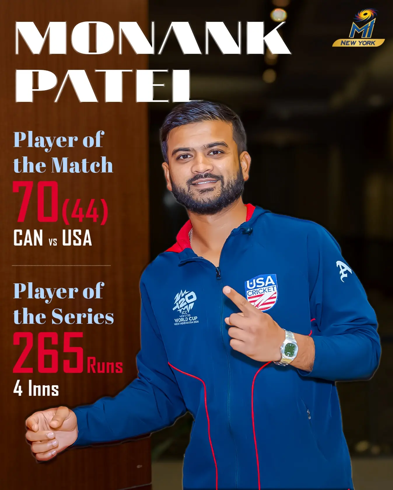 MI New York celebrates a stunning performance at the North American Cup with Monank Patel.!