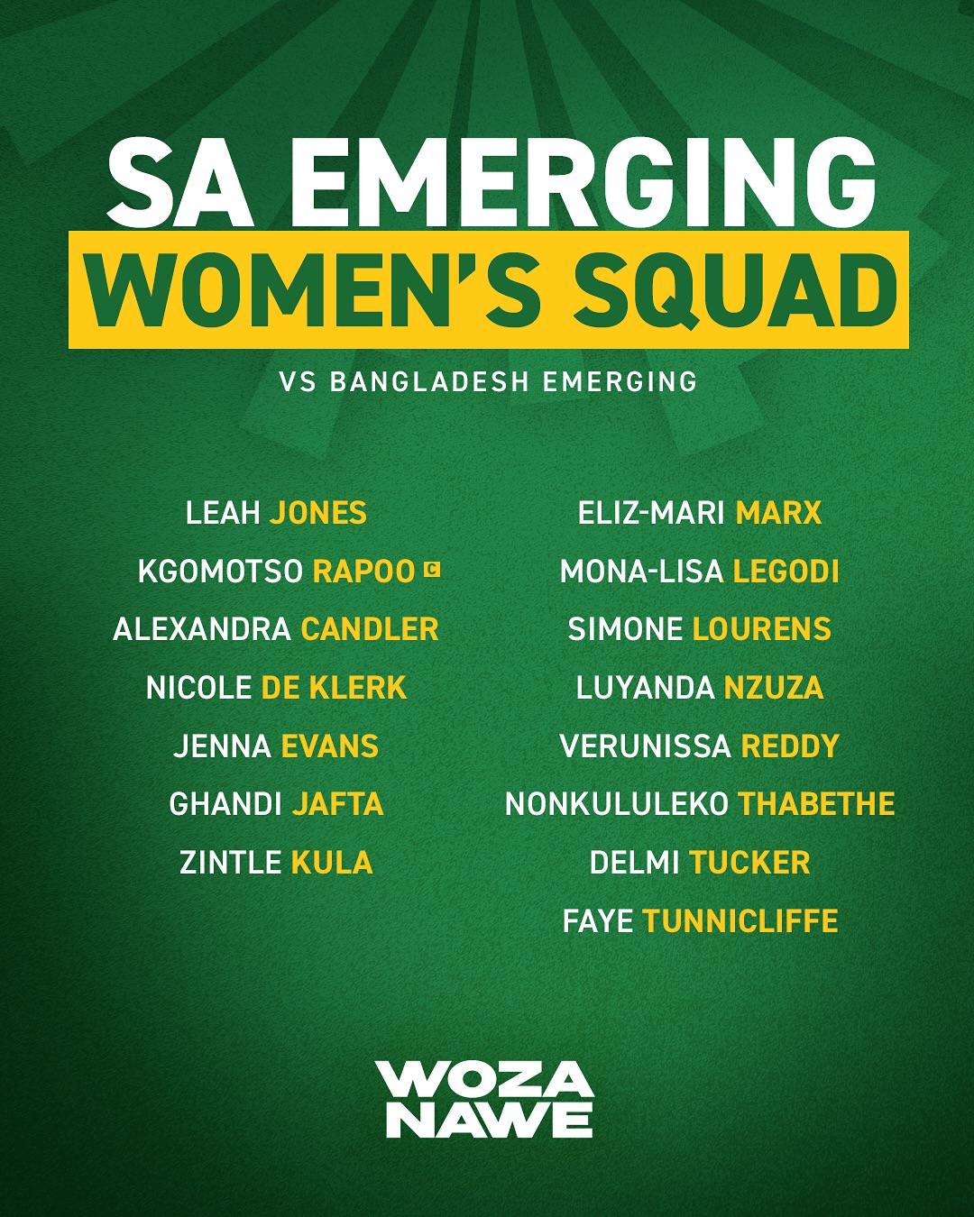 CSA Announces South Africa Emerging Teams' Bangladesh Tour