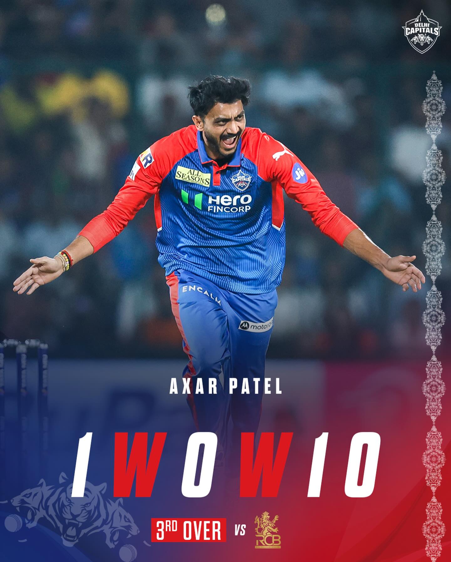 DC’s 2-2-2 Spell Sparks Frenzy in DC vs RCB Clash Delhi Capitals showcases magic in DC vs RCB clash: 2 dots, 2 runs, 2 wickets in style!!!!