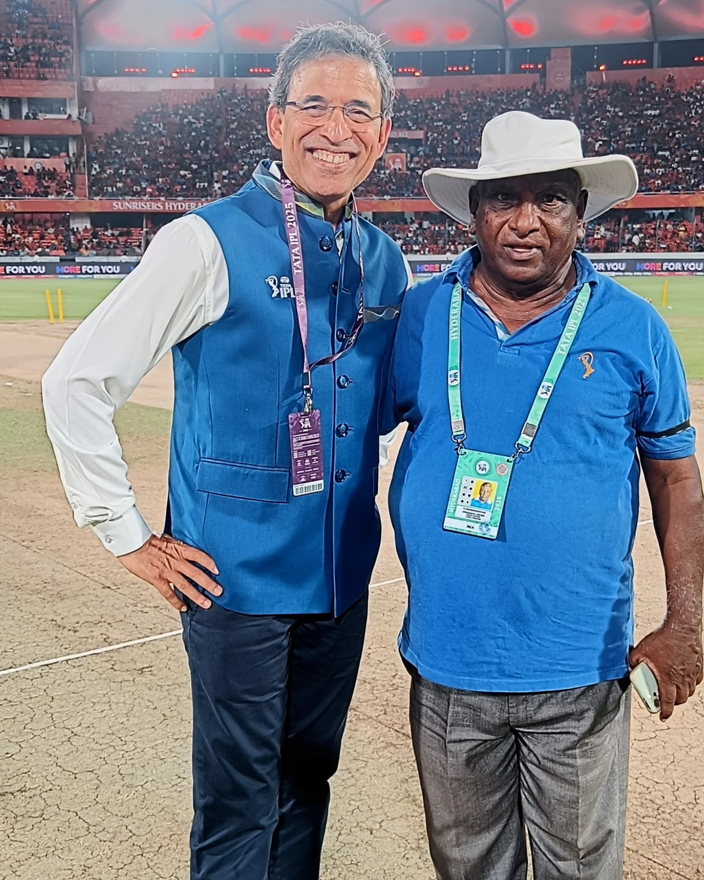 Veteran commentator reconnects with groundsman who have long helped make the cricketing process smoother.