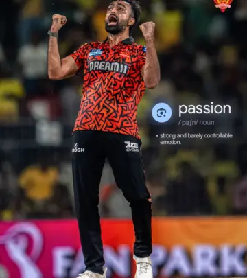 SRH celebrates bowler's intensity in viral image showcasing the emotional part of cricket.