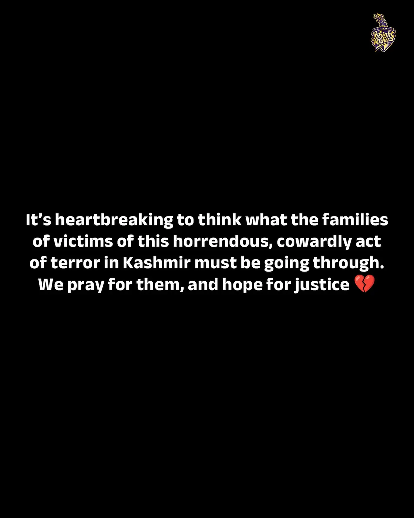 IPL franchise shares solemn post seeking prayers and justice for those affected by tragedy