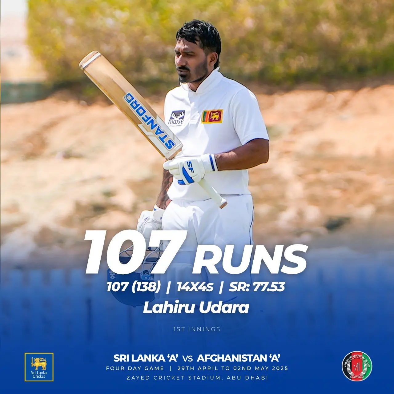 Lahiru Udara Strikes 107 – A Masterclass in the Making! The Sri Lankan star shines bright with a stunning century.
