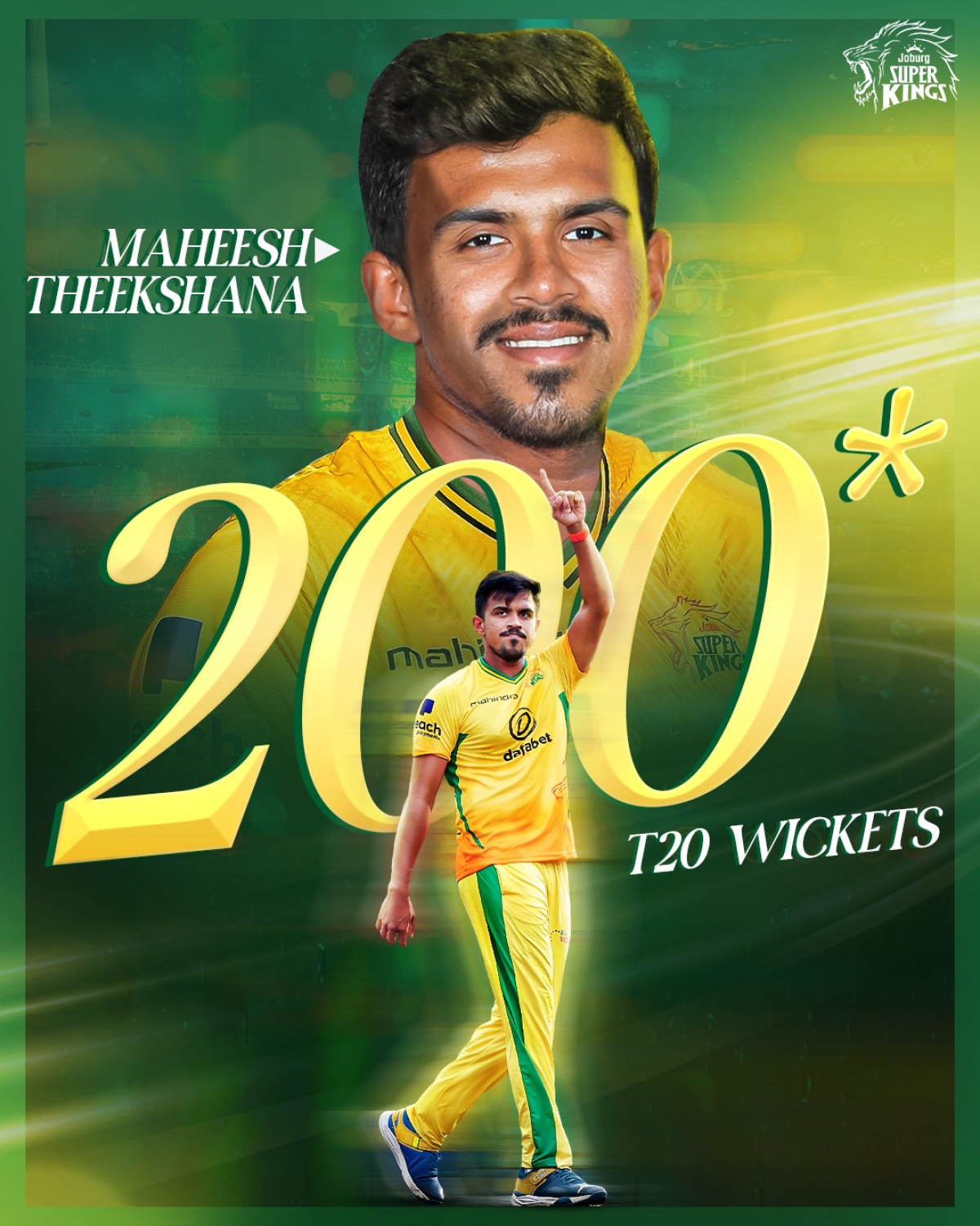 Maheesh’s Magical Milestone with Joburg Super Kings Maheesh's milestone propels Joburg Super Kings into historic cricket triumph.