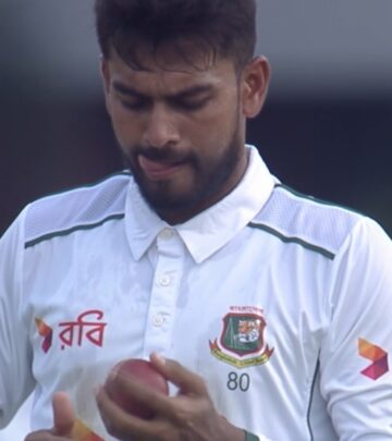 Bangladesh spinner shines with 5/52 on Day 2 of first Test.