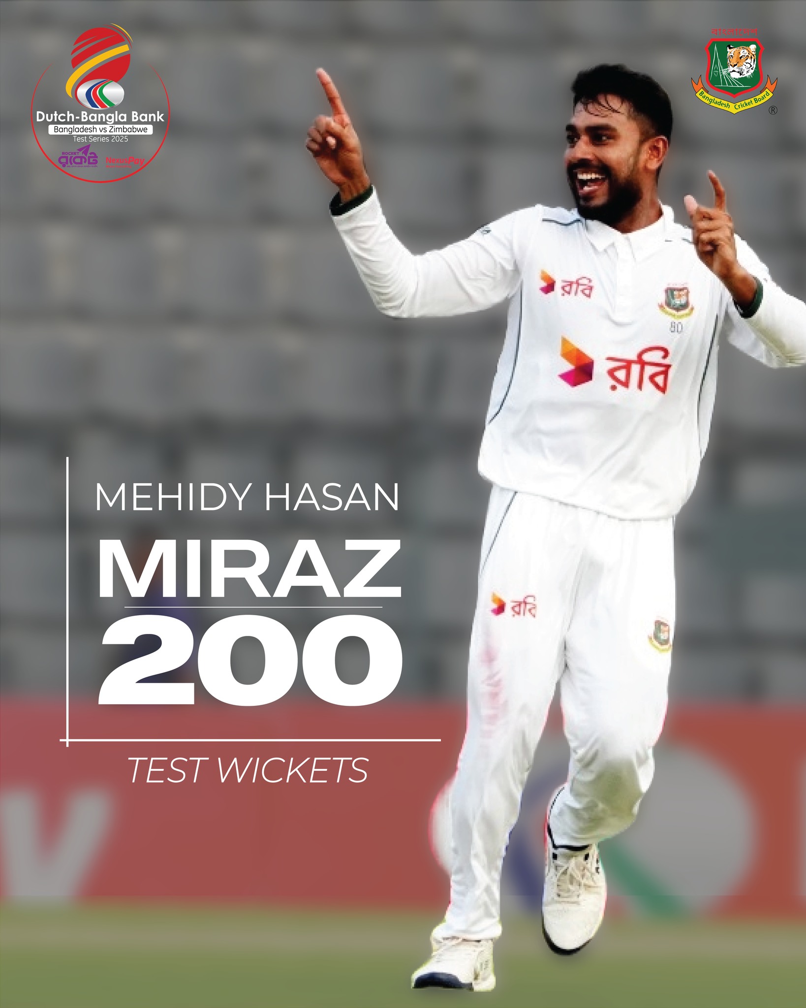 Mehidy Hasan Miraz Joins 200 Test Wicket Club For Bangladesh Mehidy Hasan Miraz Joins Elite 200 Test Wicket Club For Bangladesh
