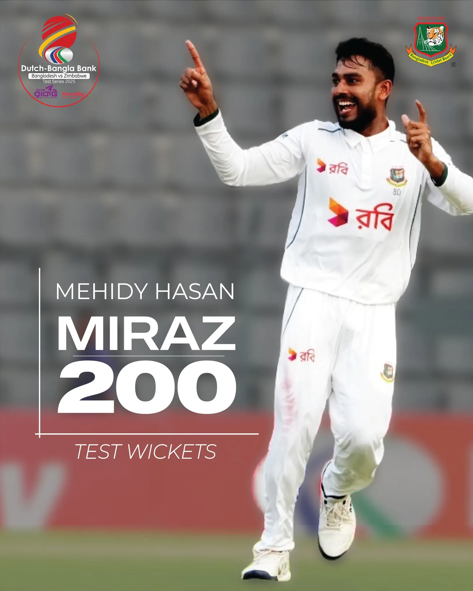 Mehidy Hasan Miraz Joins 200 Test Wicket Club For Bangladesh Mehidy Hasan Miraz Joins Elite 200 Test Wicket Club For Bangladesh