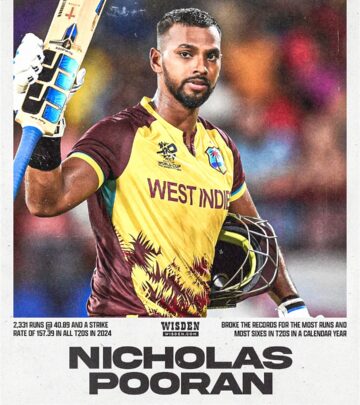 Nicholas Pooran Named Wisden's Leading T20 Cricketer In The World