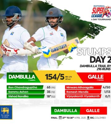 NSL 2025 Finals: Day Two Stumps in Sri Lanka Cricket Showdown