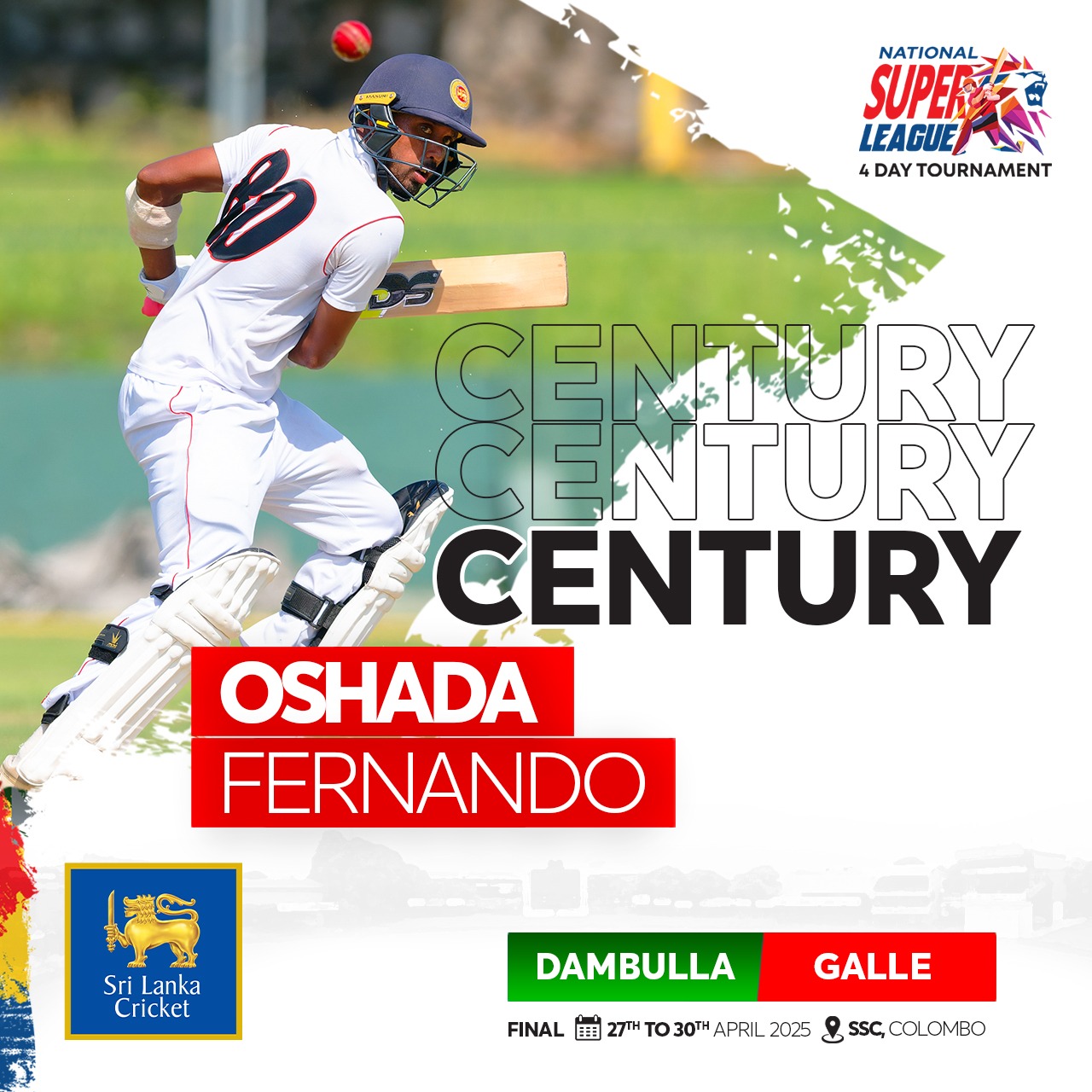 Sri Lankan cricketer shines with a brilliant century as Team Galle sets the stage at NSL2025 action