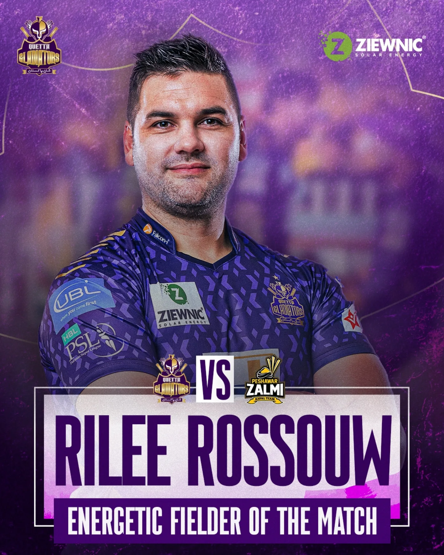 Quetta Gladiators crown Rilee Rossouw as Energetic Fielder; his agile play delights fans.!