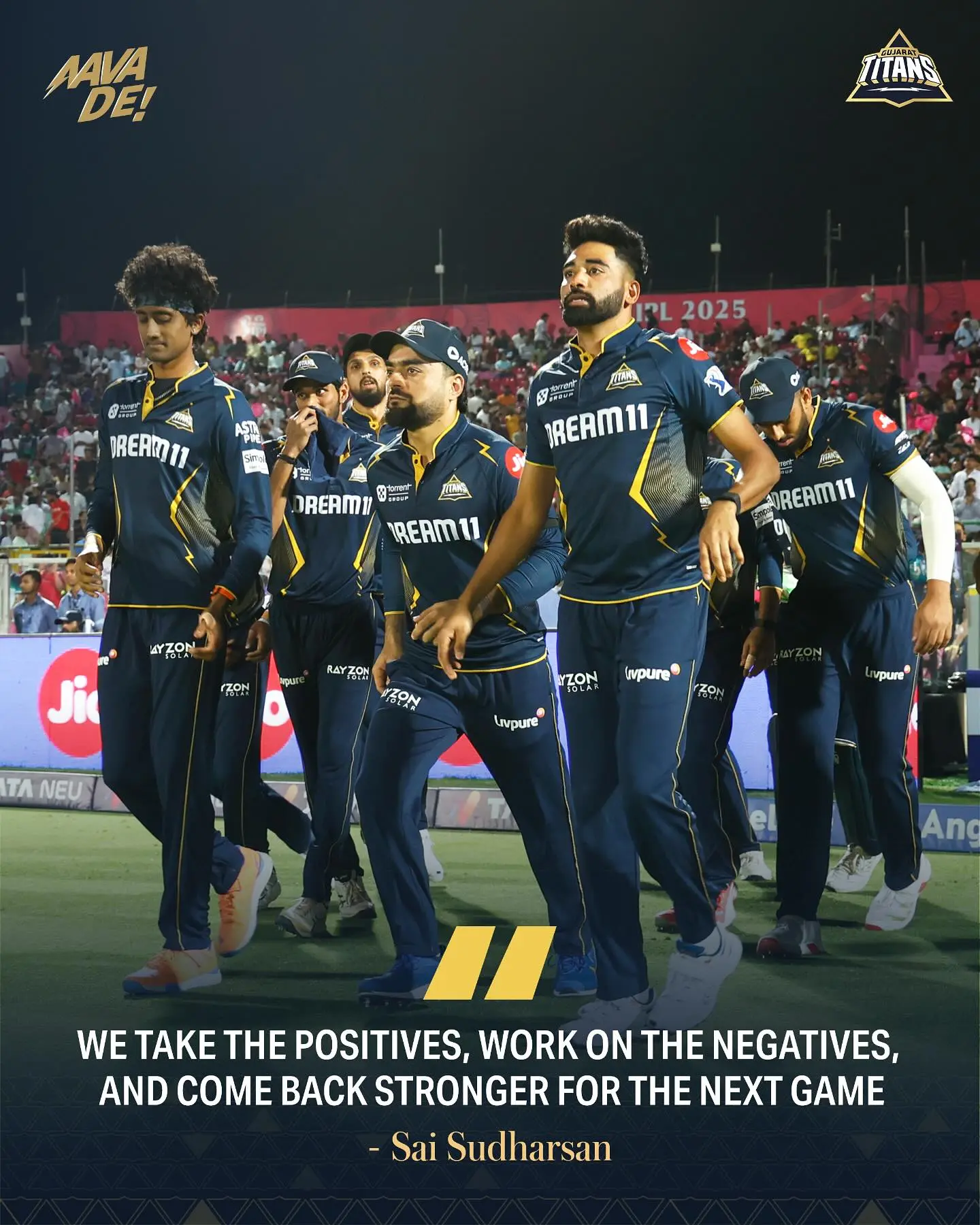 We Don’t Stop Here: Gujarat Titans’ Bold Spirit in TATA IPL 2025 Gujarat Titans surge ahead with relentless spirit in TATA IPL 2025, marking their journey.
