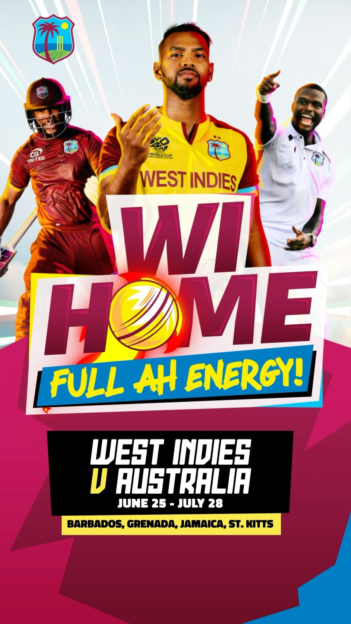WI Home Shines: Full Of Energy In Cricket Extravaganza Caribbean cricket is back on home turf, expect big and energy and bigger hits