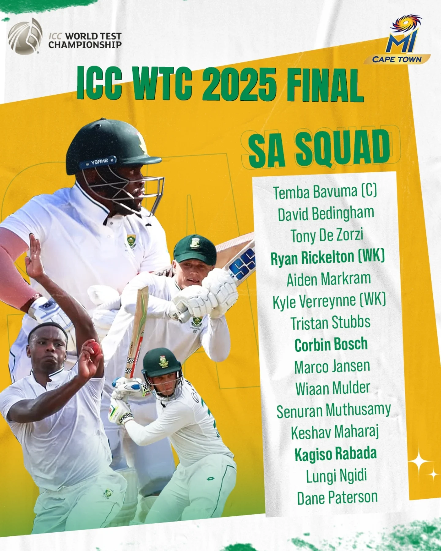 SA squad dons MI Cape Town jersey as they eye glory at the historic Lords cricket showdown.