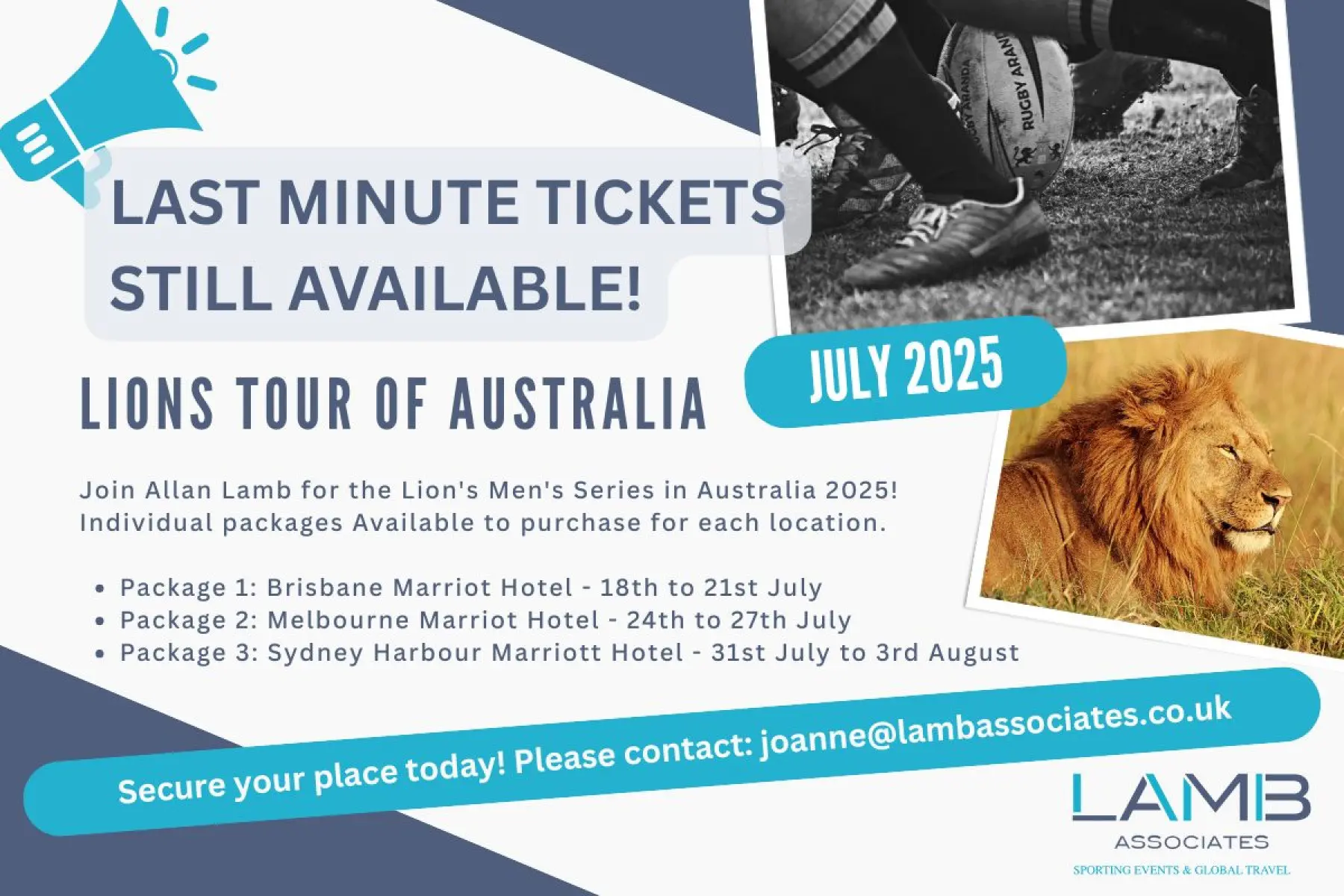 Allan Lamb Lions Tour Packages Australia 2025 Secure Last Minute Tickets for Brisbane, Melbourne & Sydney with Premier Hospitality!!!
