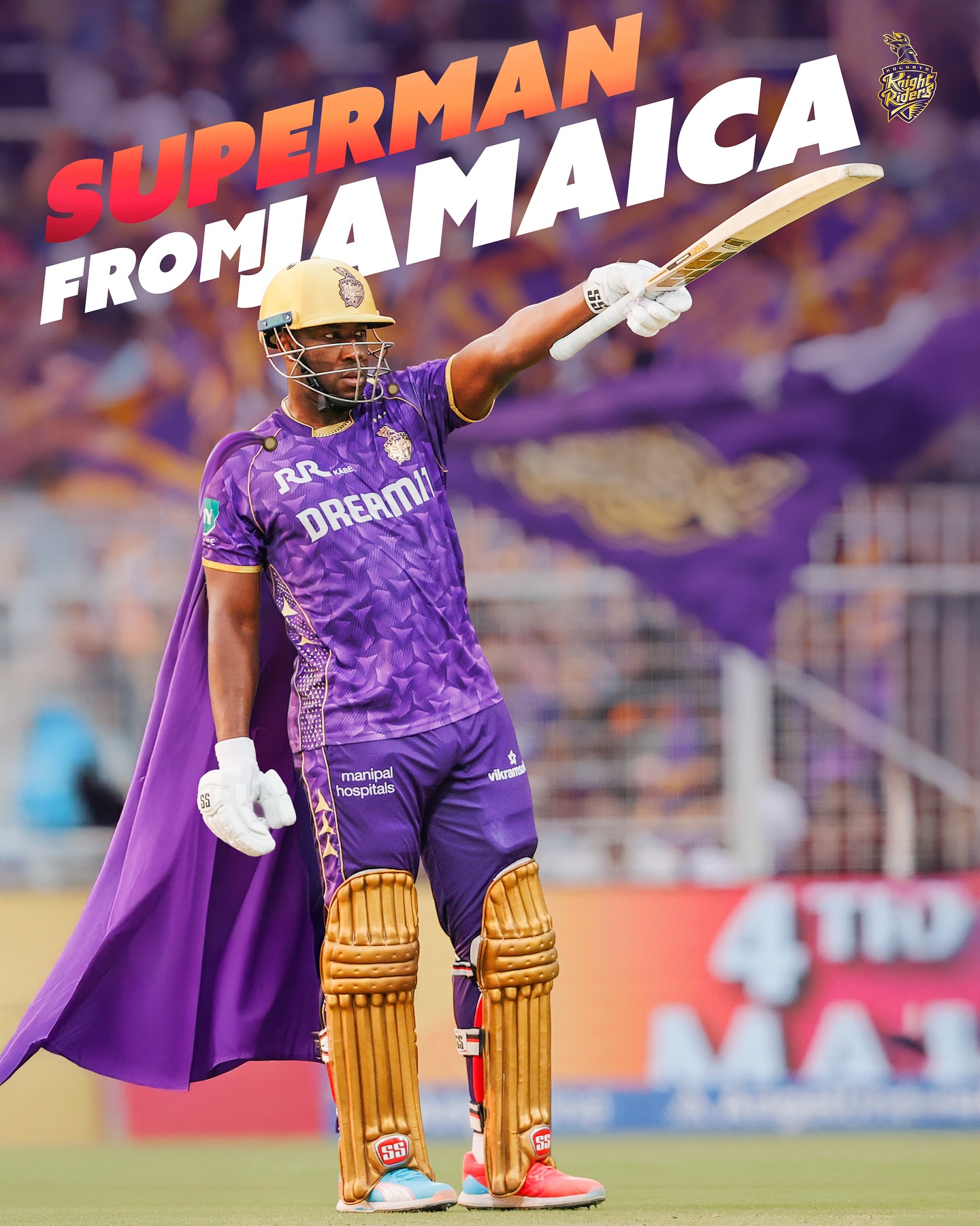 Andre Russell Blazes in IPL Performance Russell’s explosive inning at IPL 2025 ignites the crowd, showcasing raw power and finesse.