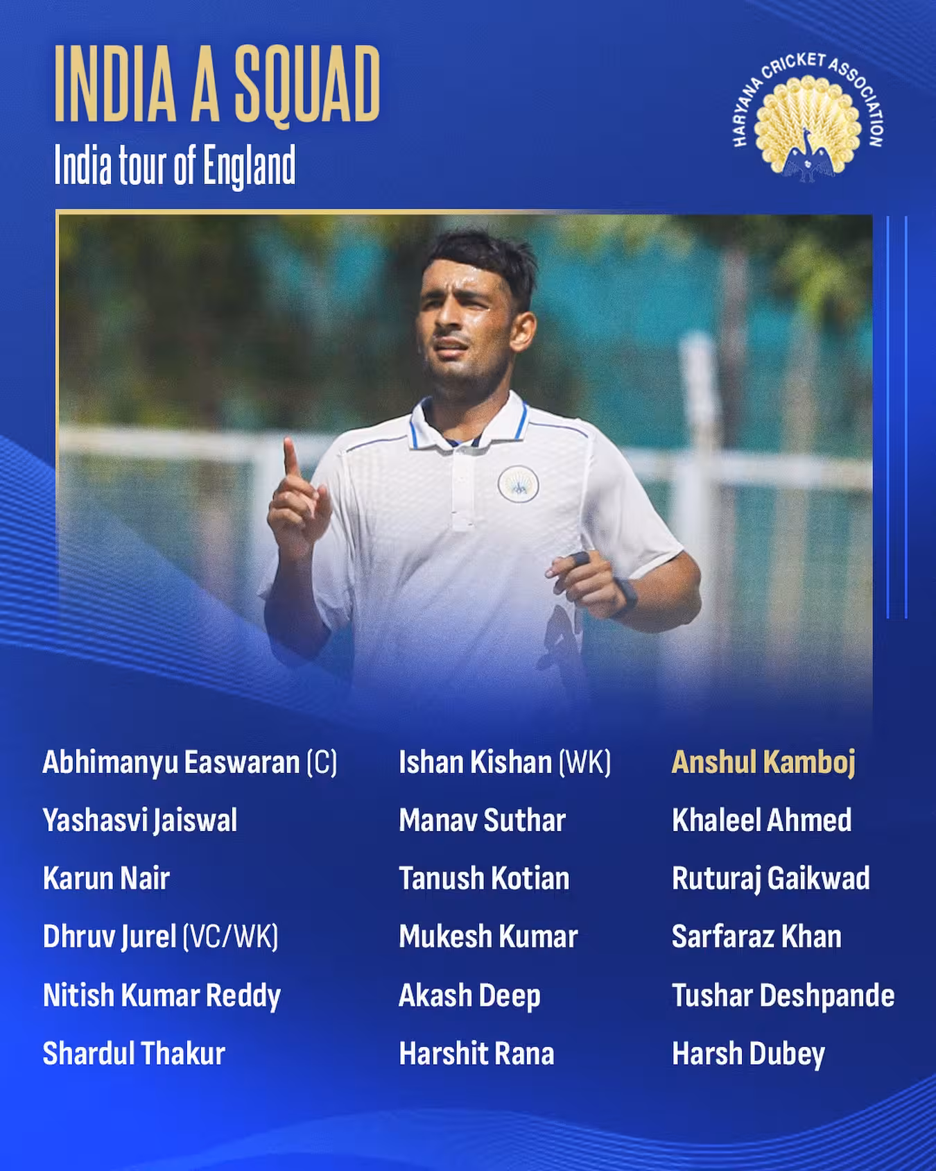 Anshul Kamboj Selected For India A Tour Haryana's cricketer Anshul earns a spot in India A for the England tour, fueling hot hopes
