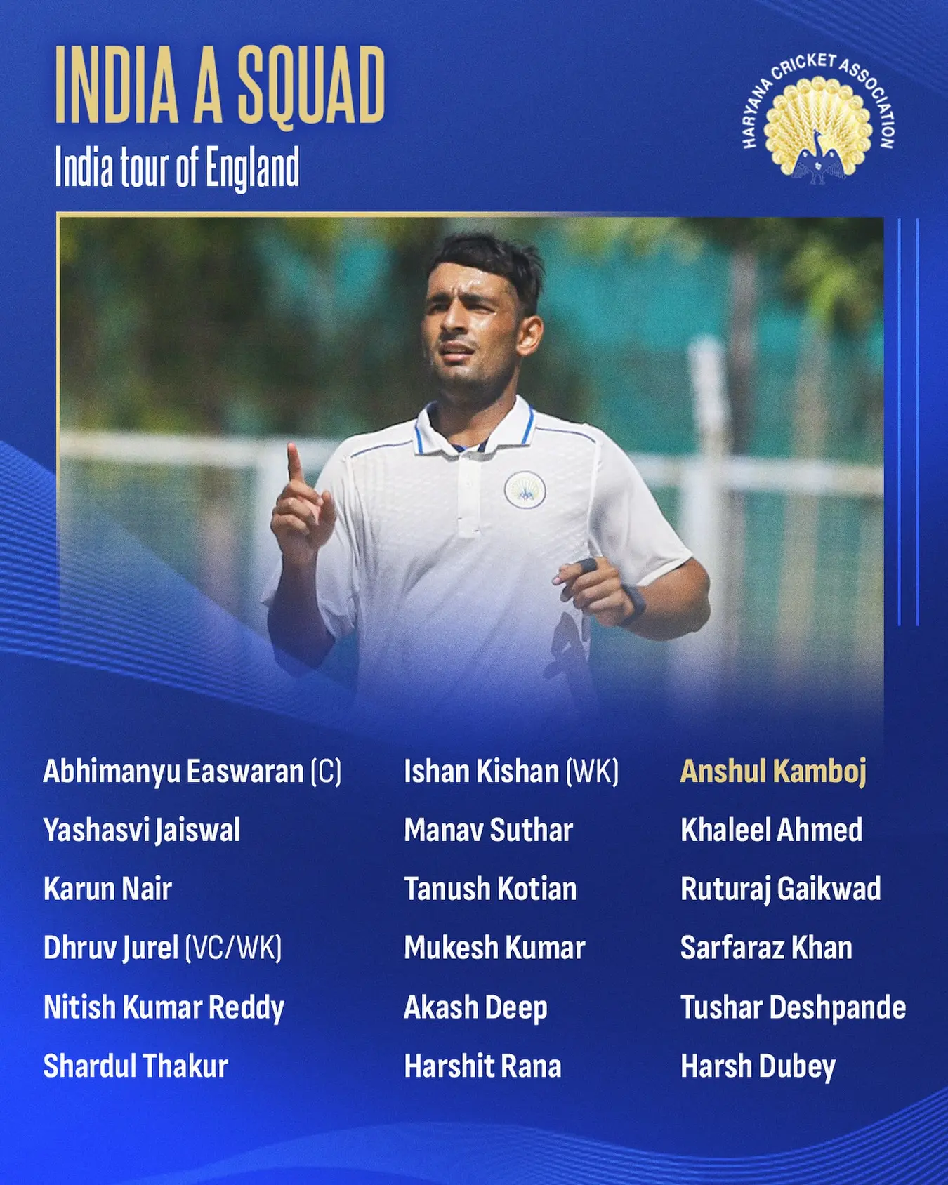Anshul Kamboj Selected For India A Tour Haryana's cricketer Anshul earns a spot in India A for the England tour, fueling hot hopes