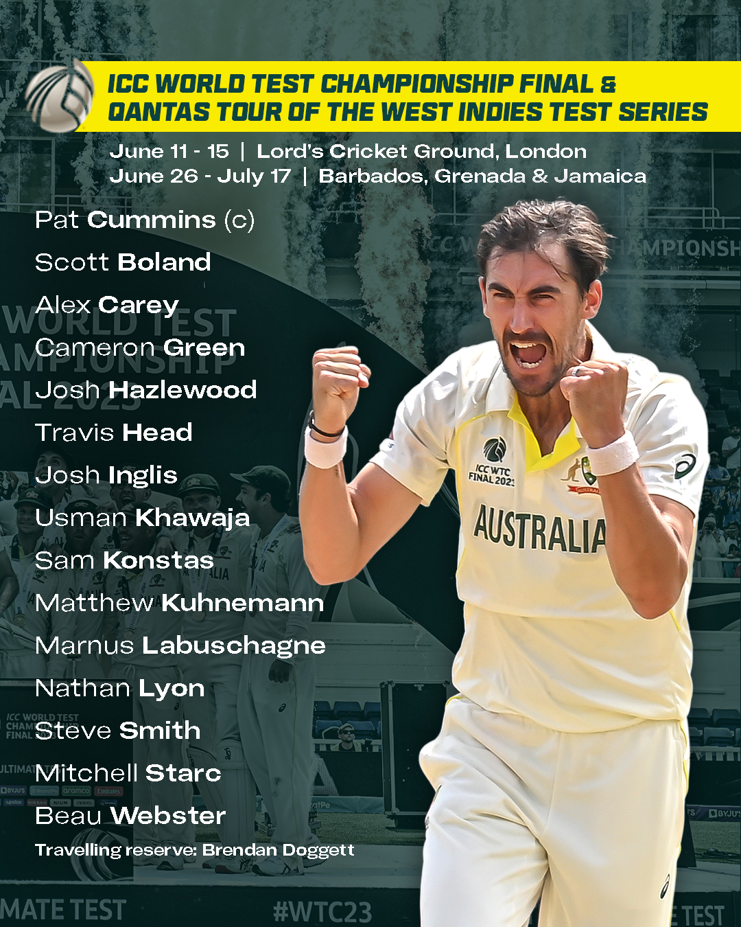 Aussie Squad Unveiled For 2025 Test Championship Final