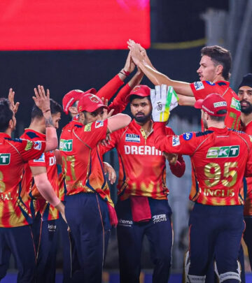 Cricket star Azmatullah Omarzai celebrates a resounding win with Punjab Kings in IPL2025.!