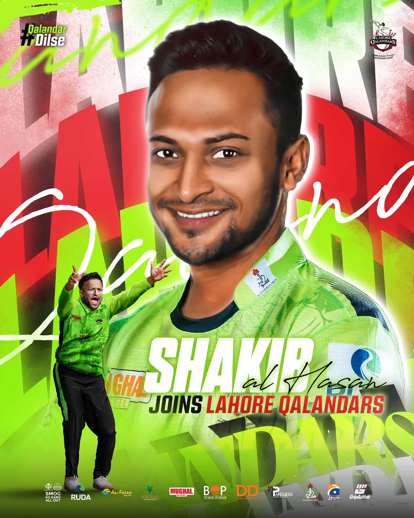 Bangladesh All-Rounder Shakib Al Hasan Joins Lahore Qalandars Bangladesh star Shakib Al Hasan joins Qalandars, replacing injured Daryl Mitchel in PSL10