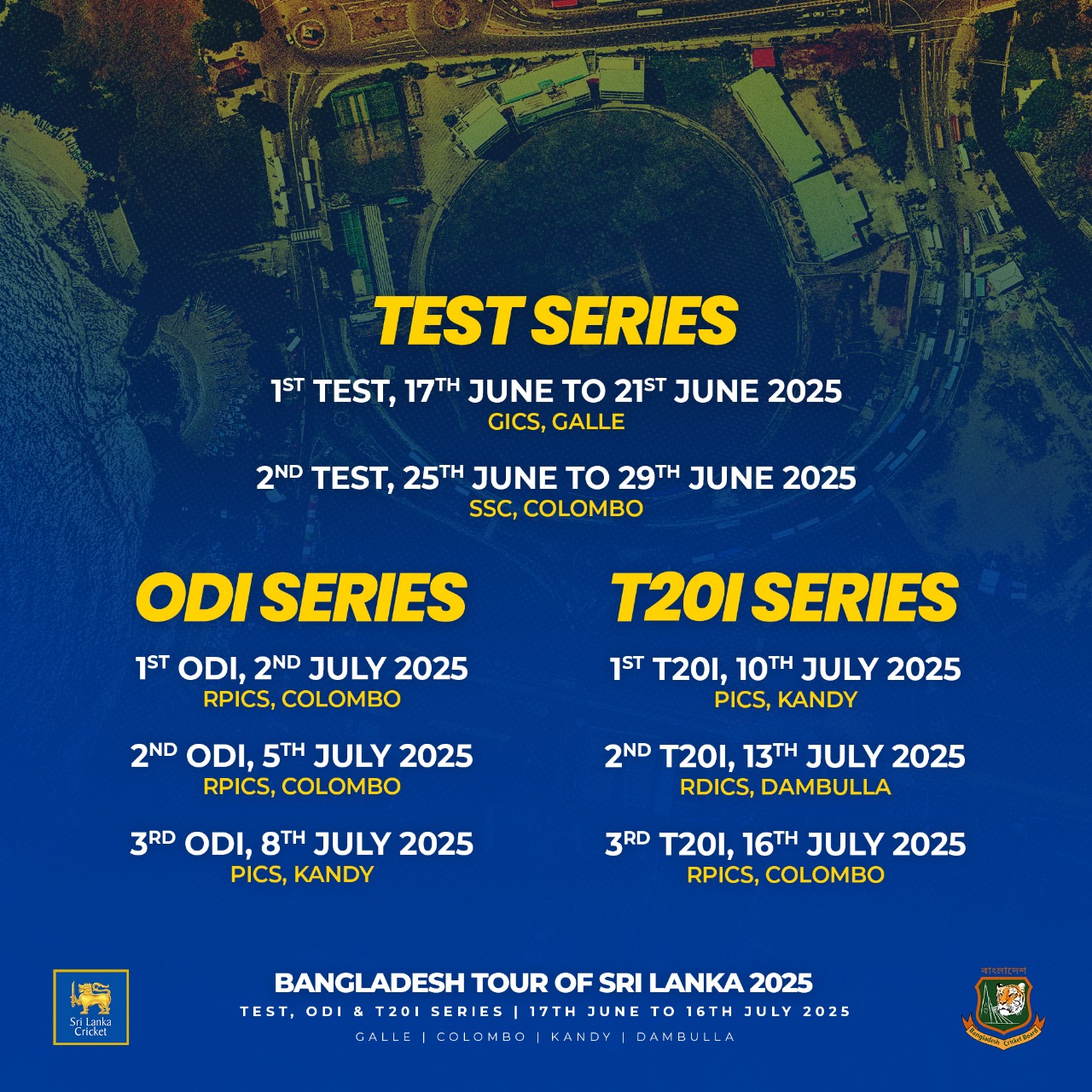 Bangladesh Tour Of Sri Lanka 2025 Set For June-July Veteran men's cricket side embarks on dynamic bilateral series of tests, ODIs and T20Is!!!