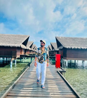 Cricketer takes a tranquil break, leaving field for a picturesque coastal retreat by ocean