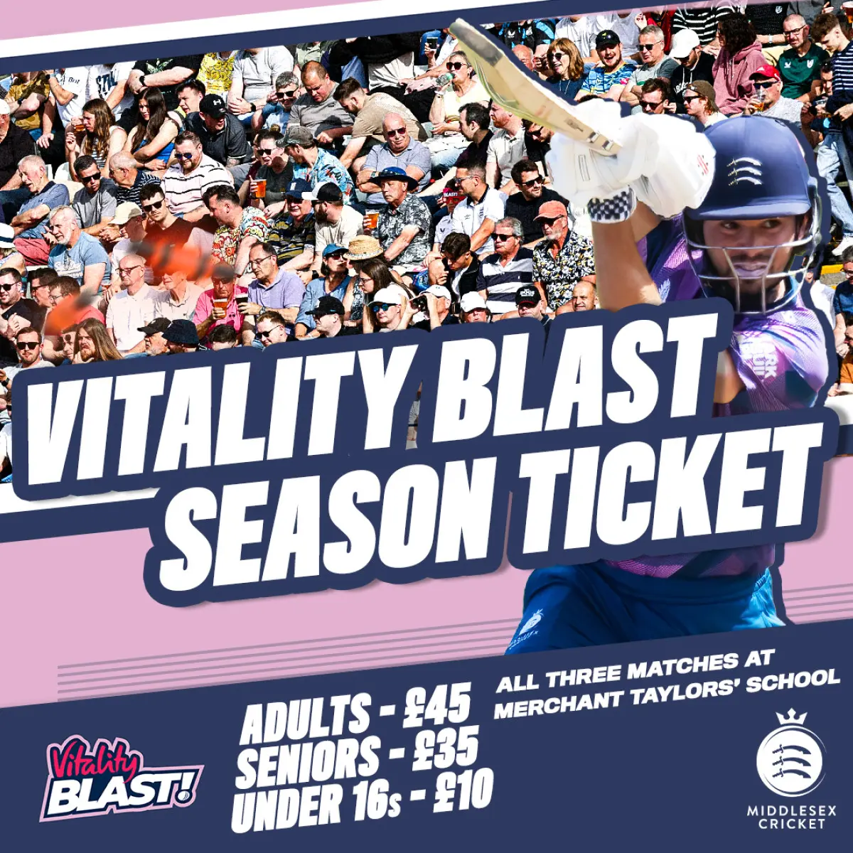 Grab 2025 Vitality Blast: 3 games plus women's match at M.Taylor's. Buy now! Limited offer
