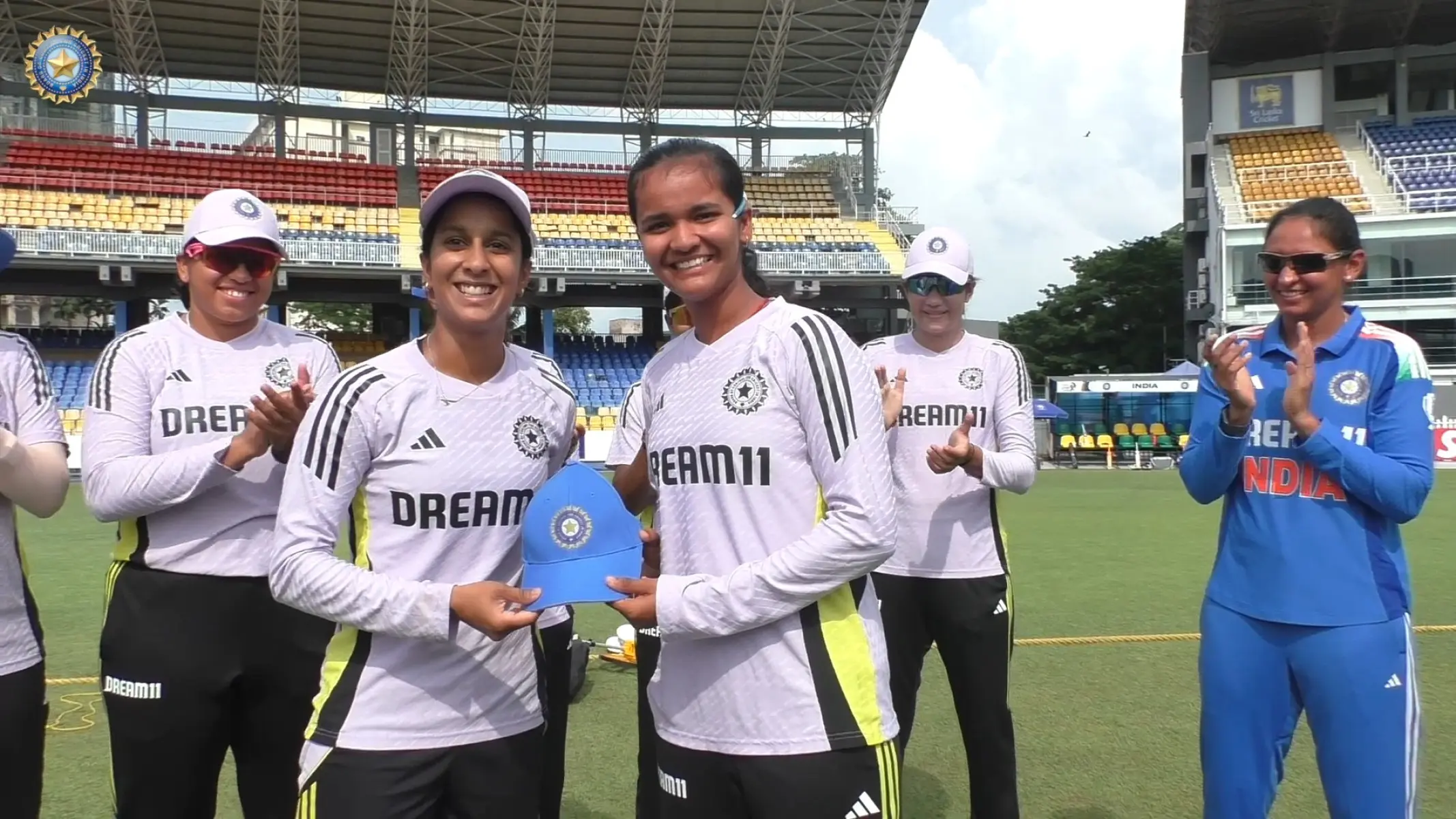 Cap Ceremony Marks Shuchi Upadhyay’s Debut Jemimah Rodrigues bestows the cap on debutant Shuchi Upadhyay at India Women's Tri Series!