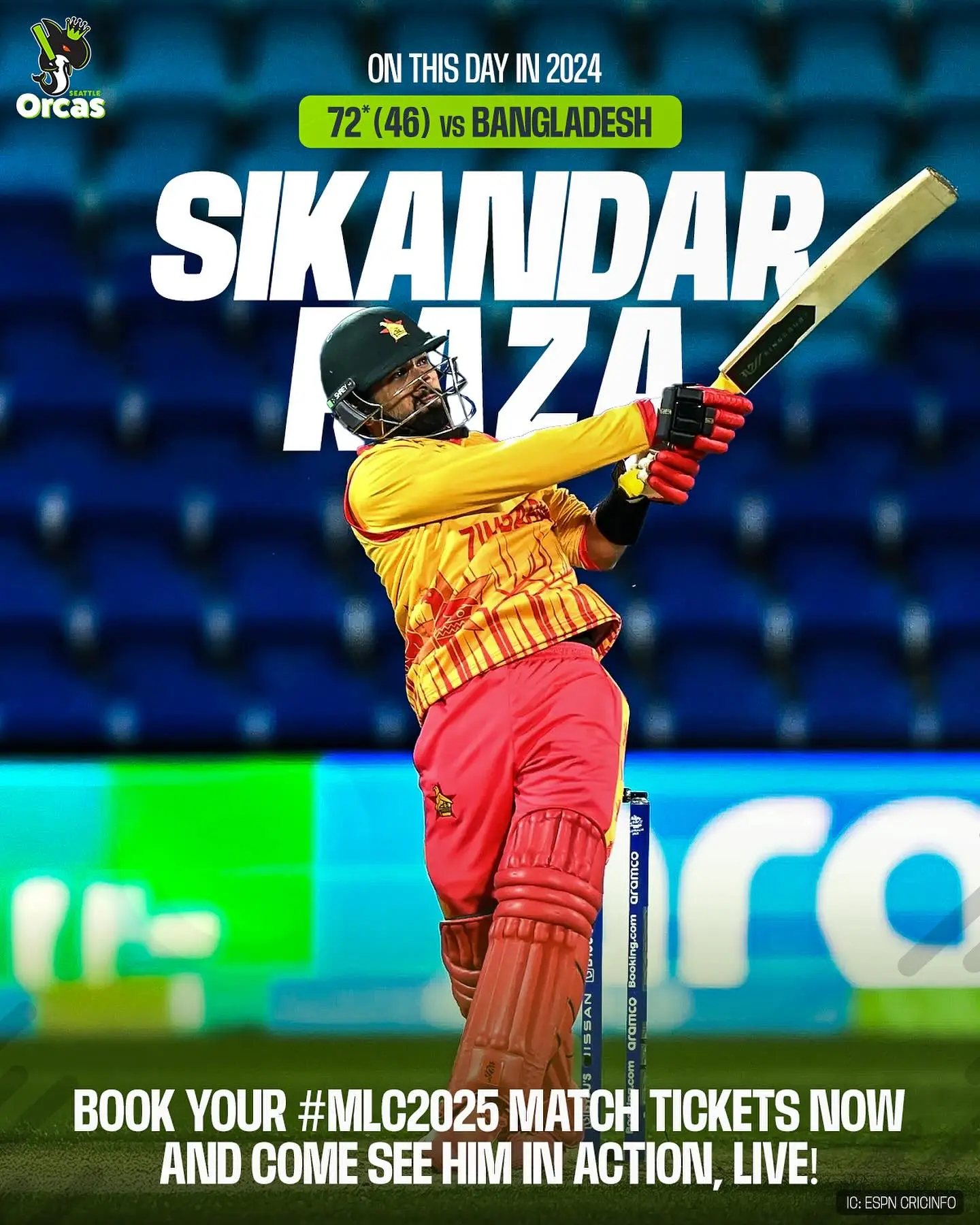Captain Raza’s Knock Leads Seattle Orcas To Victory Captain Raza’s thrilling 72* in 46 balls catapults team to an electrifying win in MLC2025.