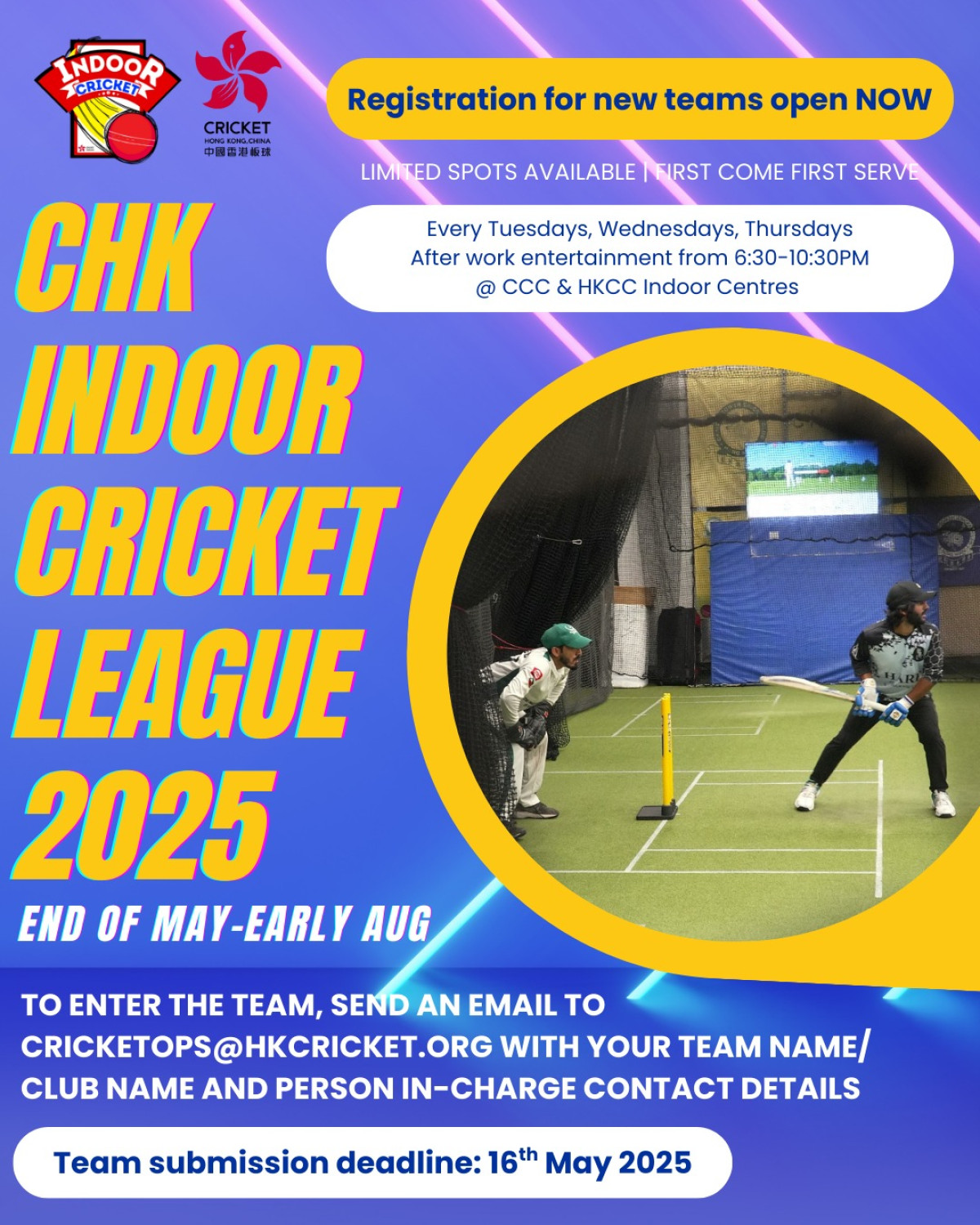 Indoor Cricket Excitement Awaits From May Through August at CCC And HKCC Indoor Centres!
