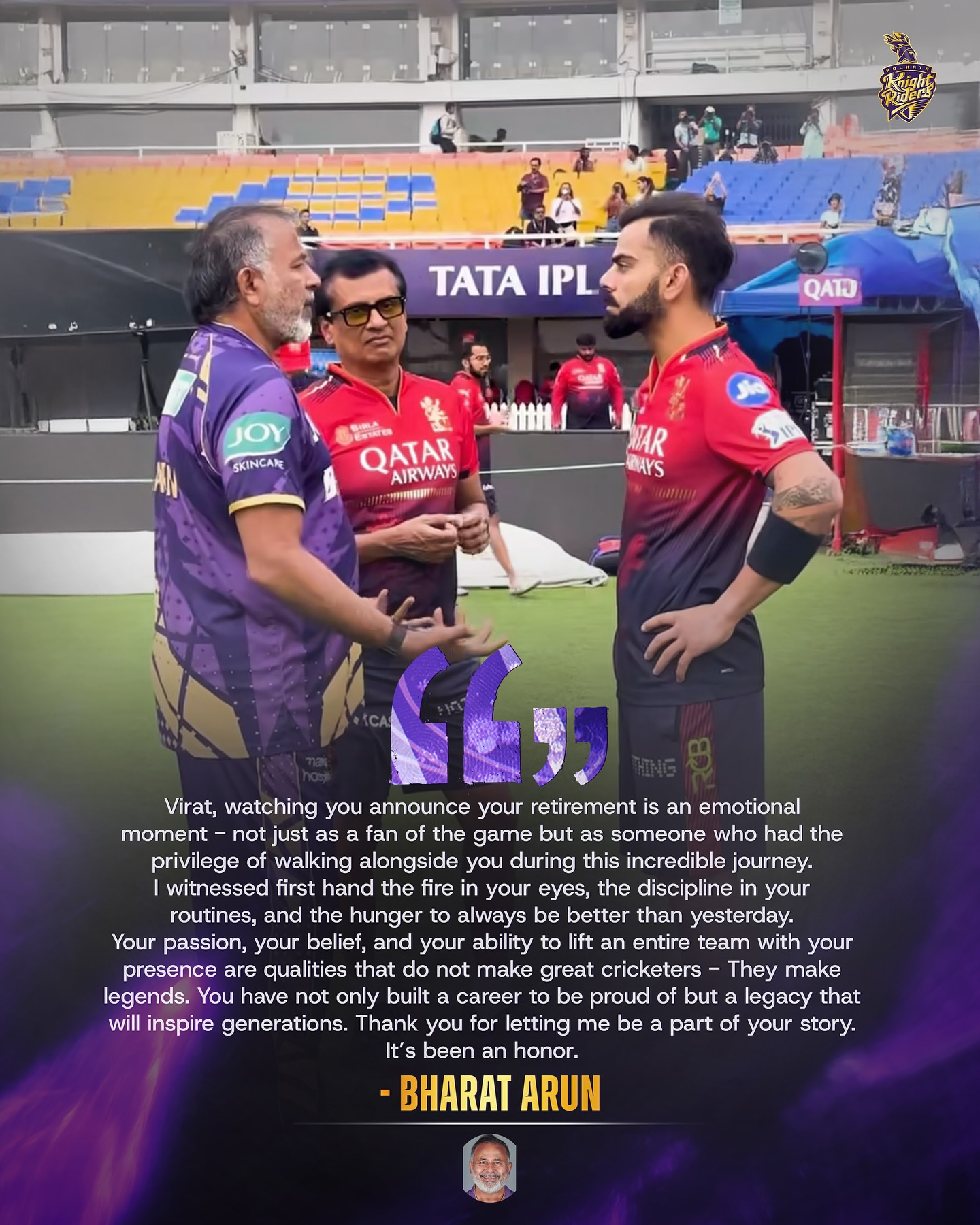 Cricket Tribute: KKR Salutes Legends Legacy Lives On: A veteran salutes cricket icons with passion and respect in every gesture