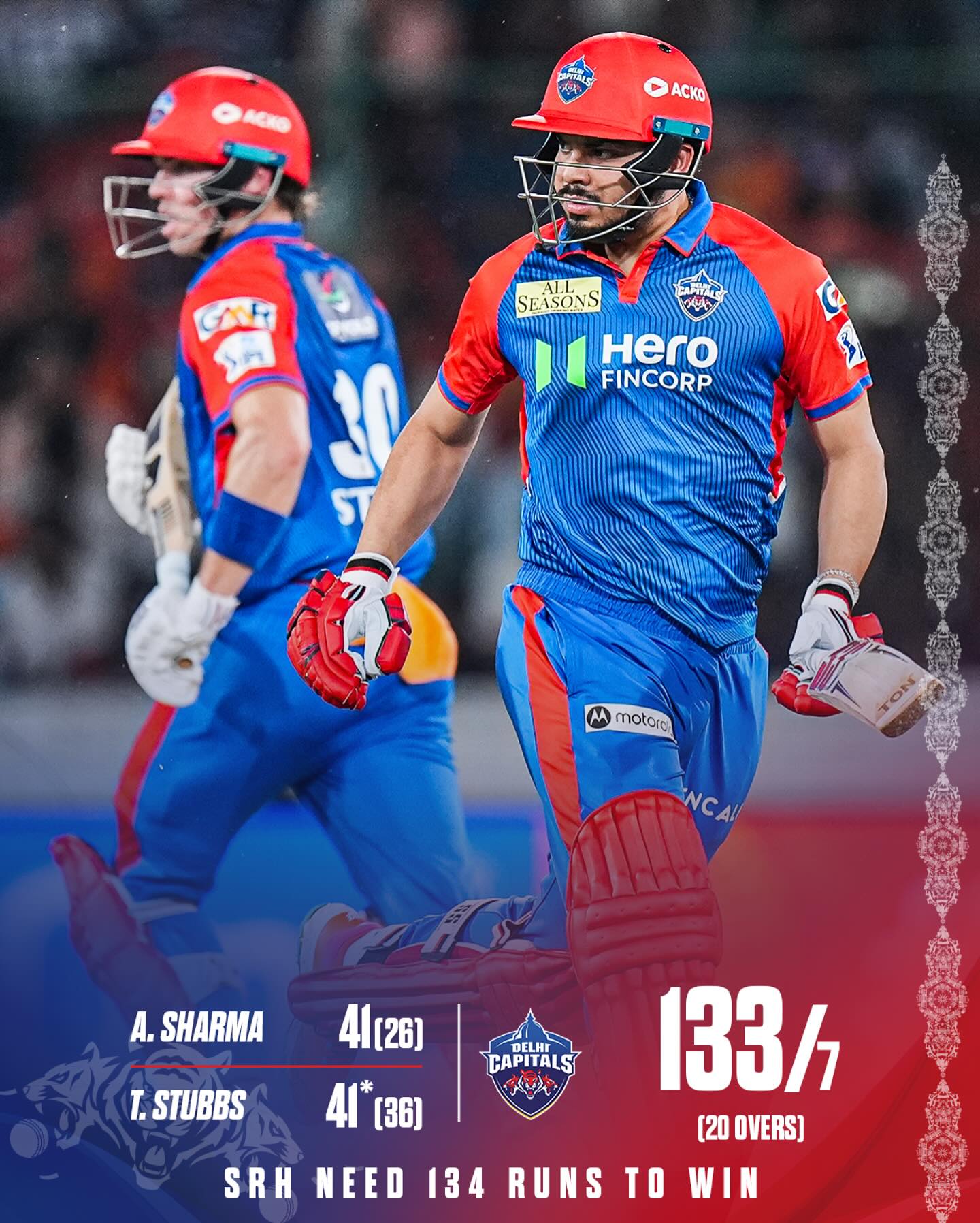 Dynamic partnership sets the tone as Delhi Capitals surge with a vital score boost. Onward!