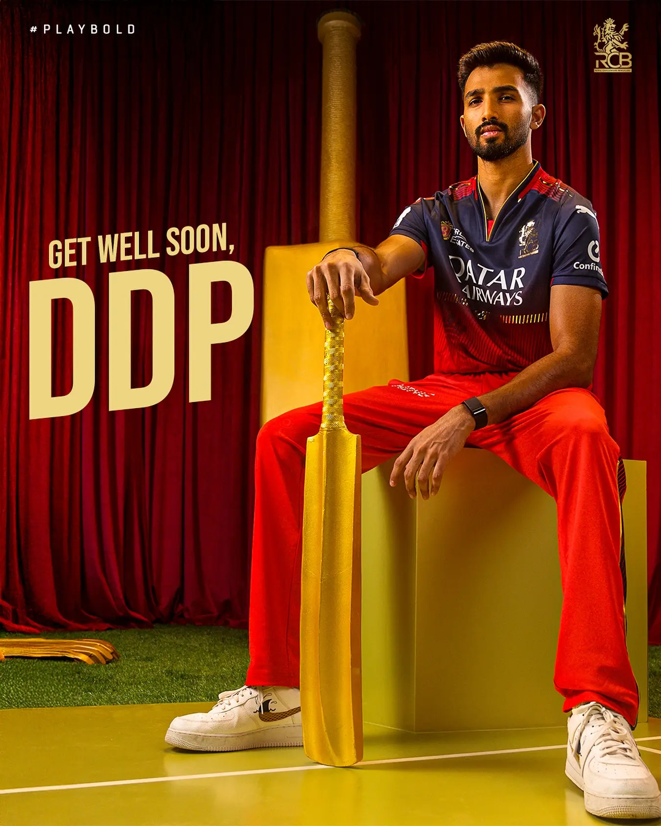 Dev’s Comeback: RCB’s Message of Hope & Strength RCB rallies behind injured player; fans and teammates share wishes for a swift recovery.!!
