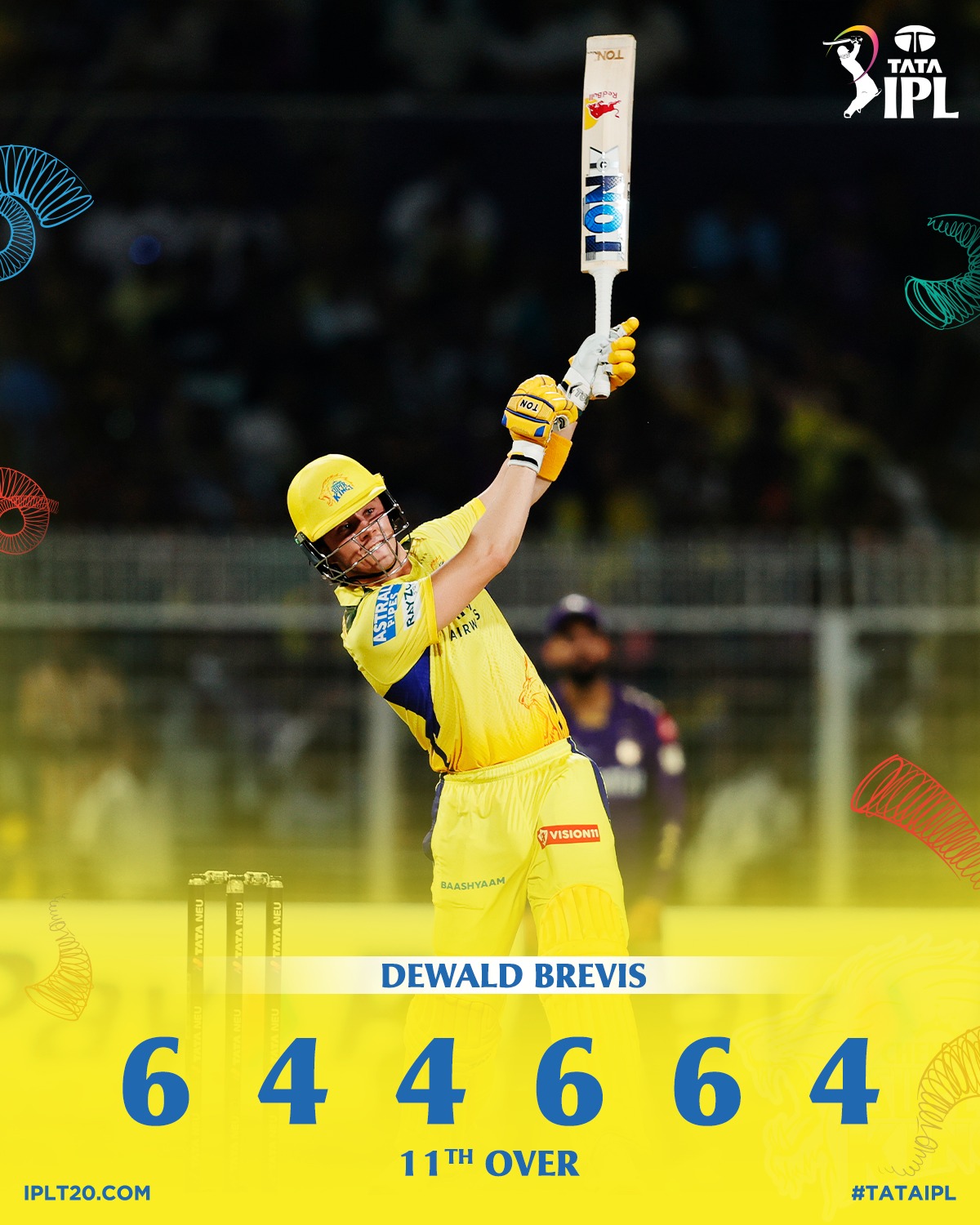 Thrilling IPL action as Dewald Brevis ignites the pitch with an electrifying, record-setting over.