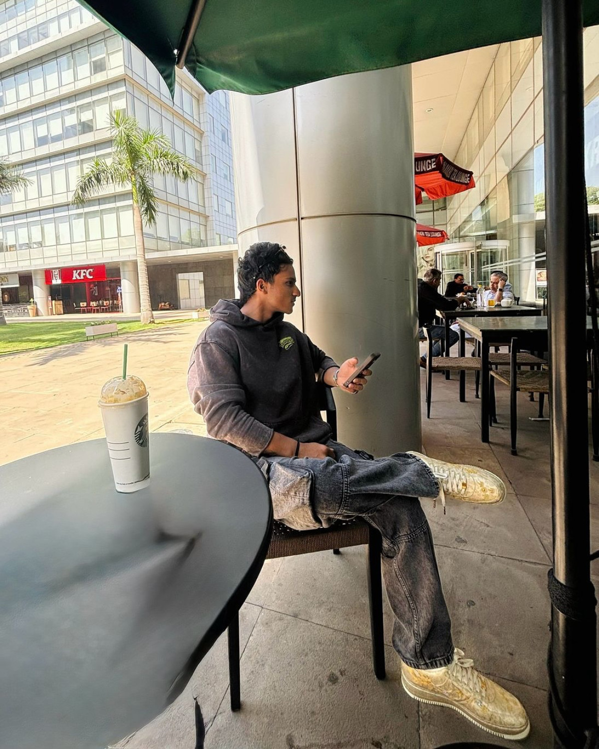 Finding My Peace With Ayush Badoni Embracing calm vibes as Ayush Badoni finds solace over coffee in a serene, chic moment!!!