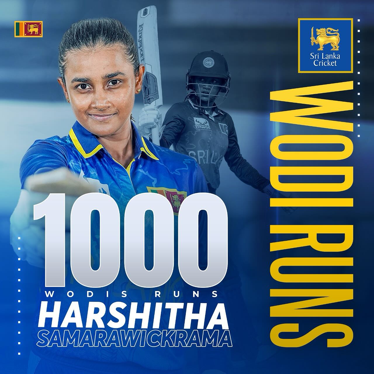 Celebrating a milestone: Sri Lanka's Harshitha scores 1000 runs in the WODI arena today!!!