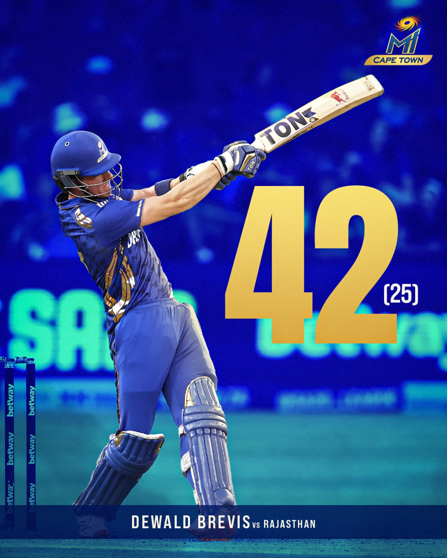 He’s D Best! MI Cape Town Shines in MICapeTown Dynamic display by MI Cape Town as Dewald Brevis hails team’s top performance online today.