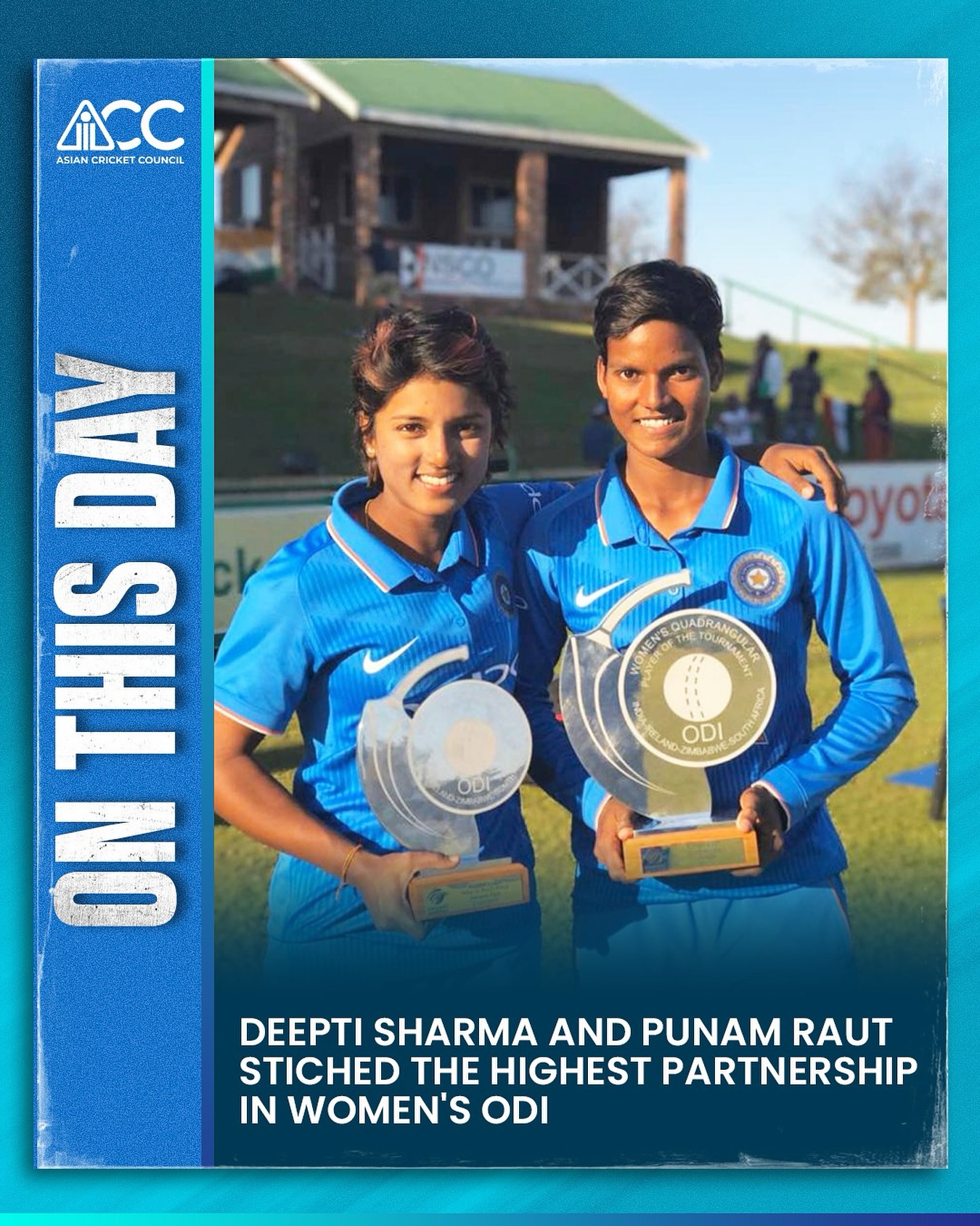 Historic ODI Partnership By Sharma & Raut Deepti Sharma and Punam Raut set records in 2017 ODI cricket with a 320-run opening feat!!