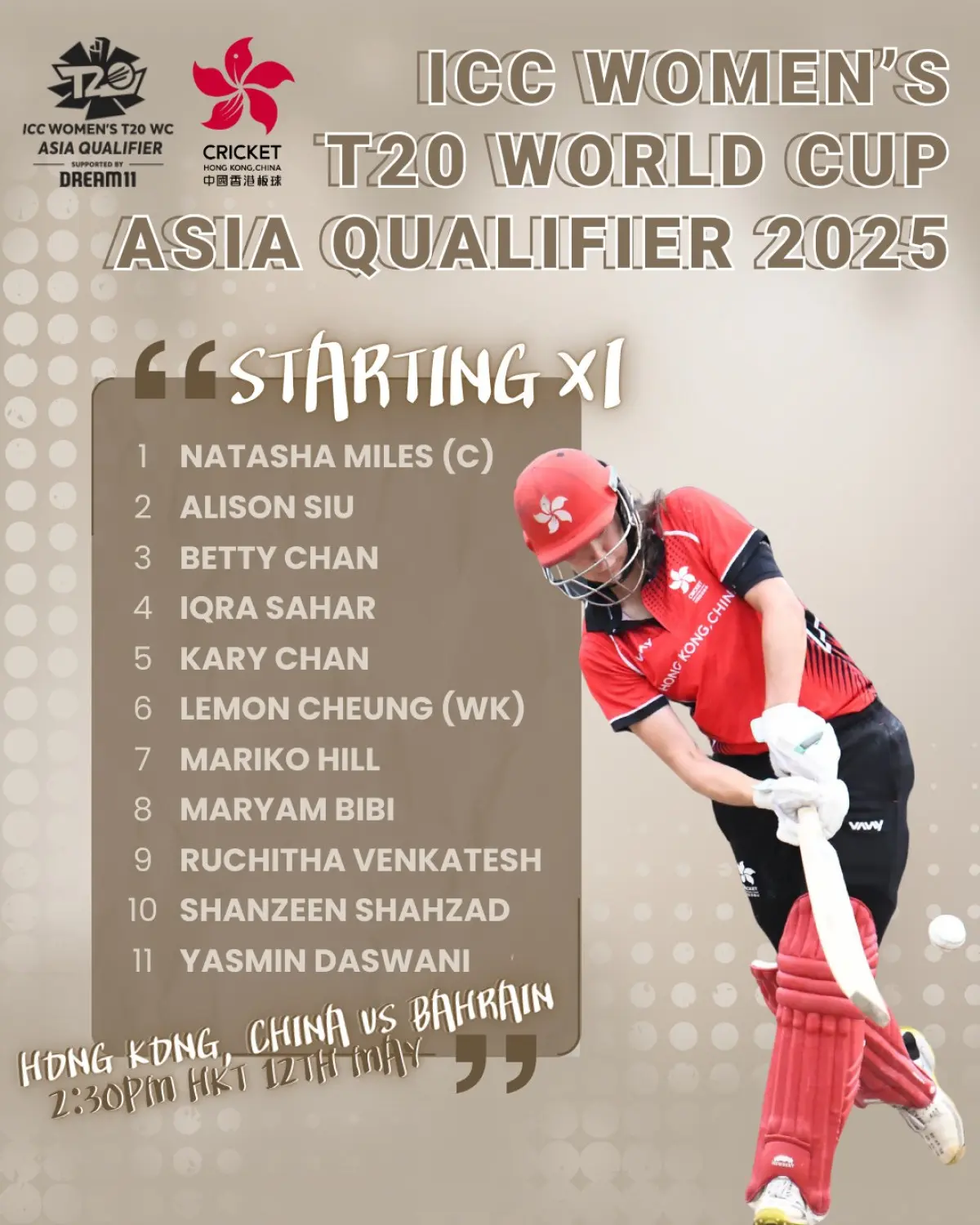 Hong Kong women's team gears up for Bahrain challenge in ICC T20 Asia Qualifier action!!!!