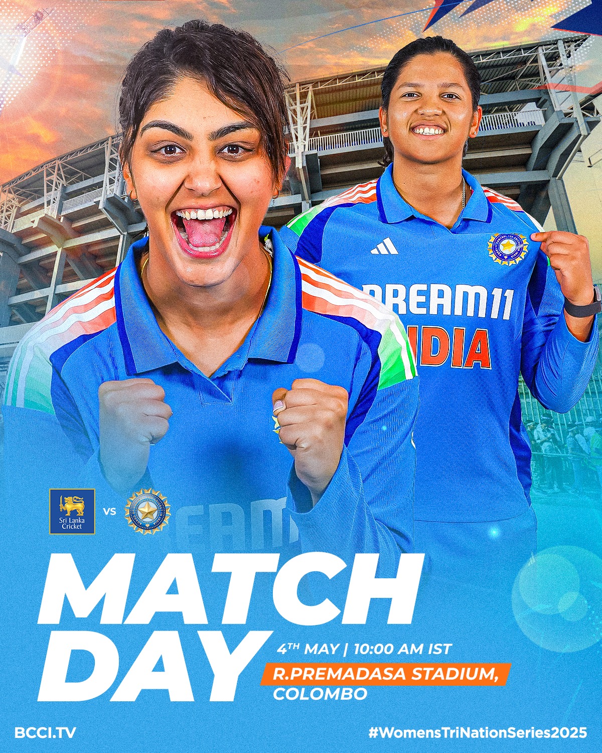 India Women Ready For SLvIND Match Colombo at 10AM! Team India women to light up the Tri-Nation Series 2025 in style. Tonight