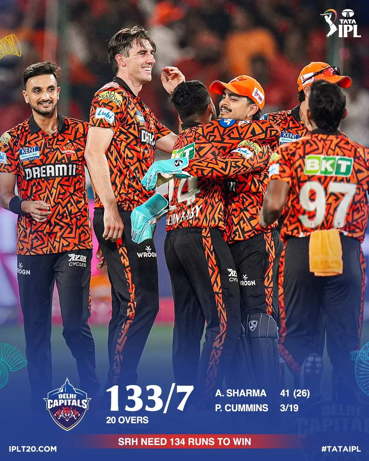 Innings Break: Pat Cummins Dominates In IPL Clash Pat Cummins' stellar bowling heroics crush DC's total as SRH intensify IPL playoff push!!!