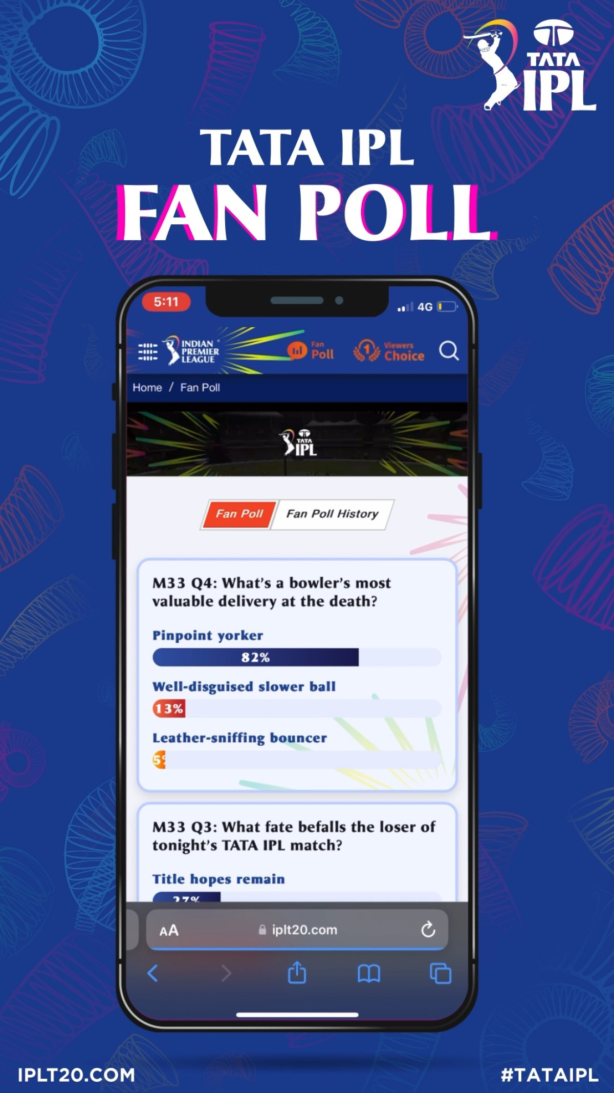 IPL Fans Invited To Vote And Engage Join the interactive IPL vote and share your cricket passion in a fun, dynamic campaign!!!