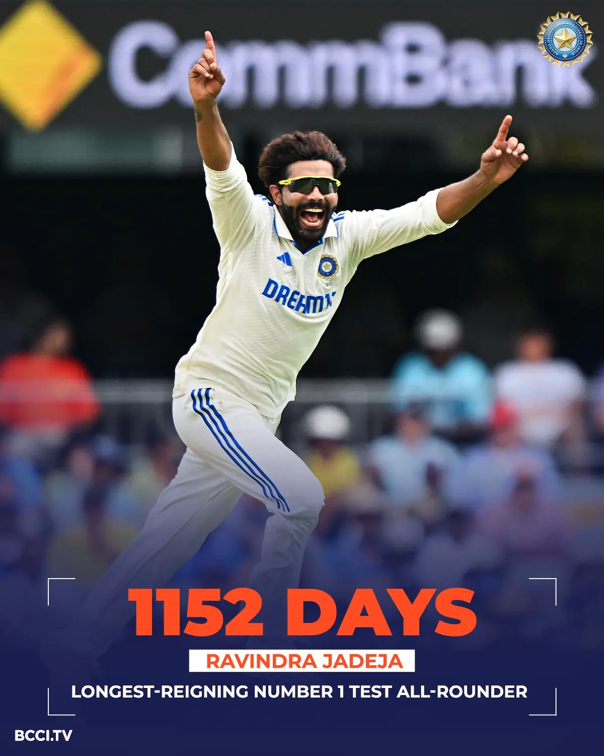 Jadeja Becomes Longest Reigning Test All-Rounder Record milestone marked by sustained excellence on the cricket field for India’s stalwart.