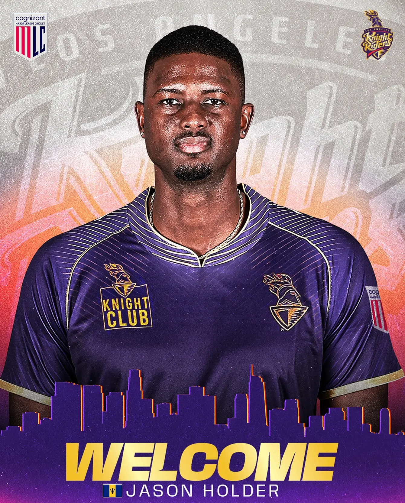 Jason Holder Joins Knights In Los Angeles All-rounder Jason Holder boosts Knights roster in LA with his towering 6’7” presence. Wow!