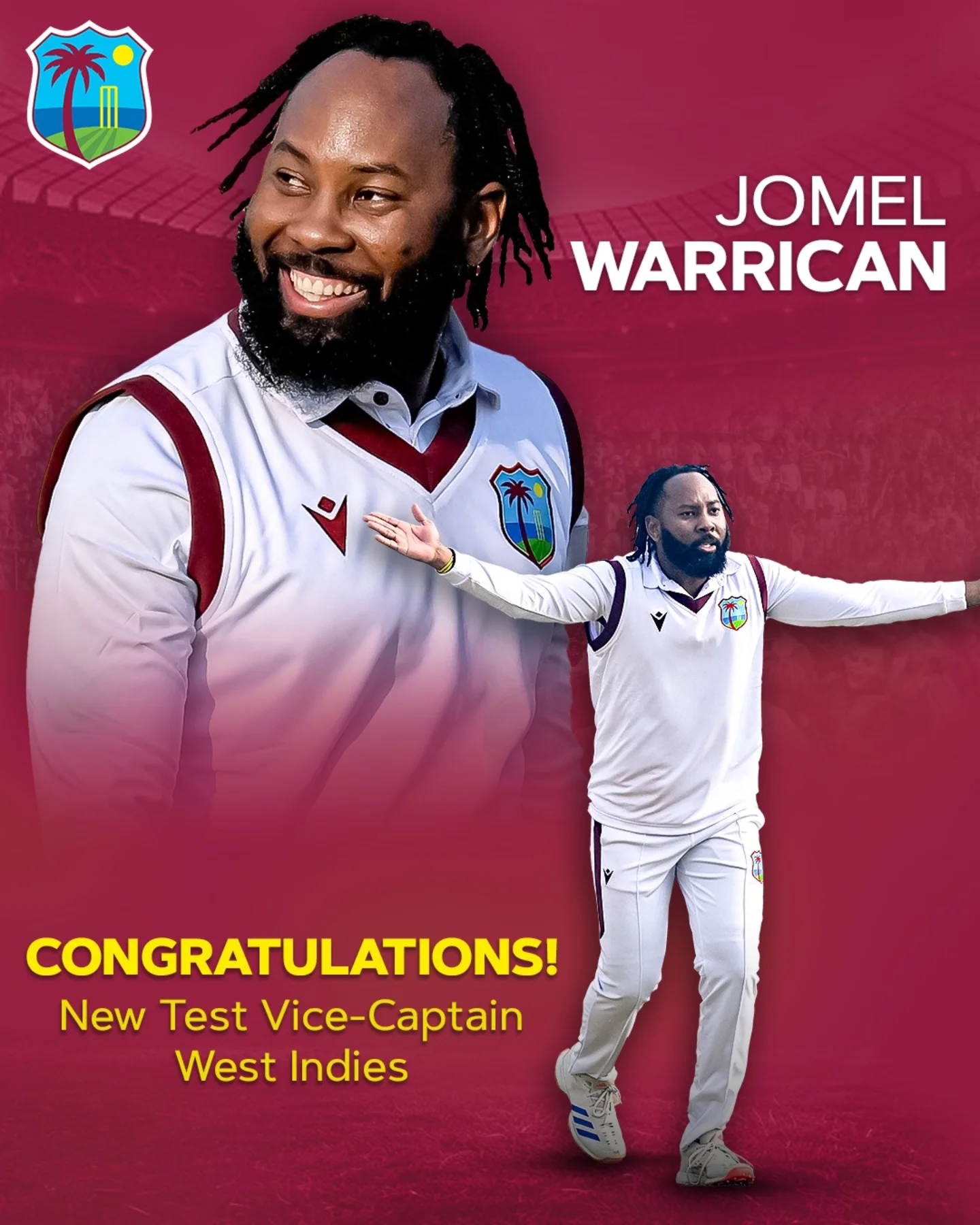 Jomel Warrican Named WI Test Vice-Captain Jomel Warrican named WI Test vice-captain as CWI board fully backs his firm leadership now