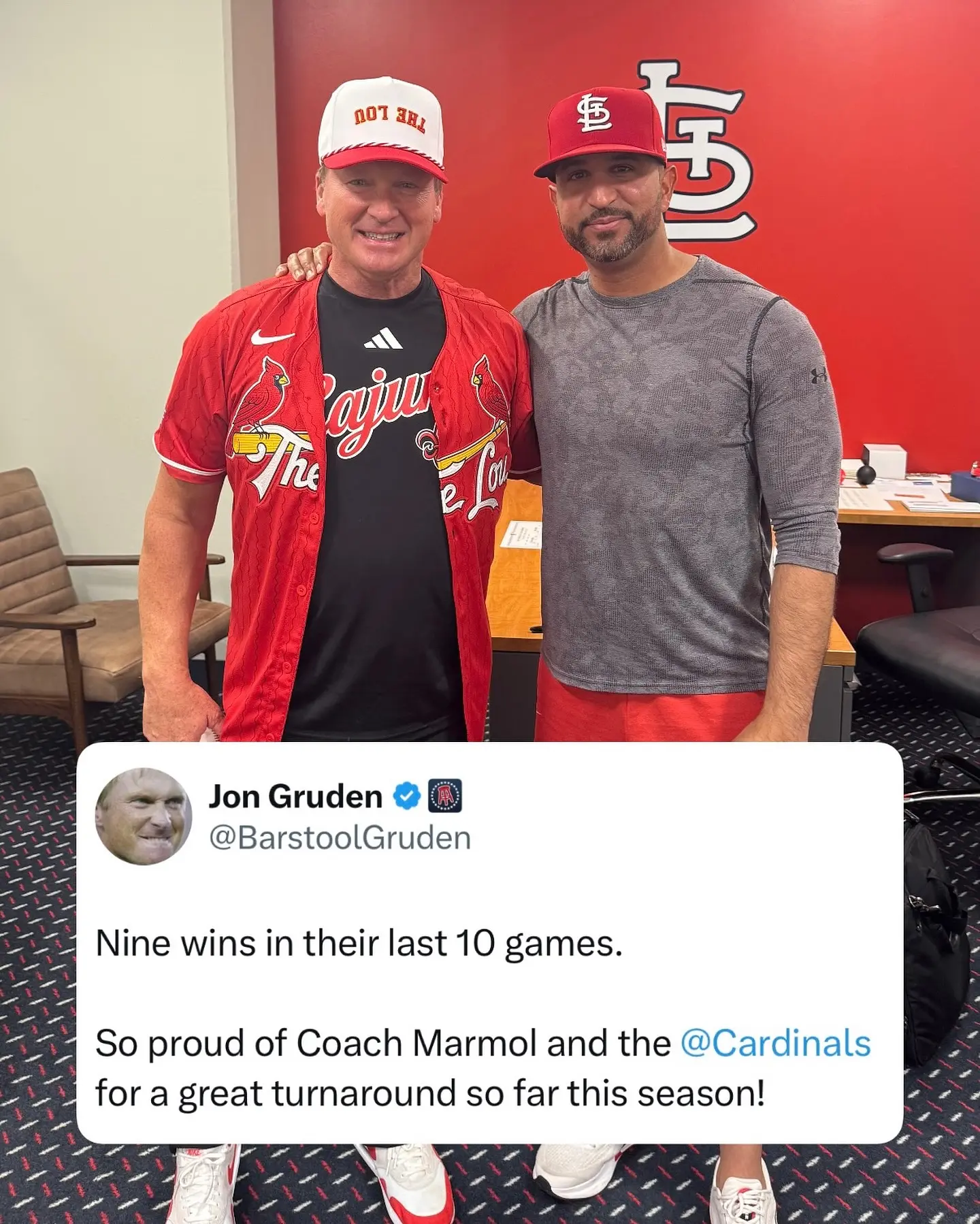 Jon Gruden Cheers On Cardinals In Social Media Shoutout Jon Gruden ignites energy with a motivating message aimed to uplift Cardinals and fans.!!!