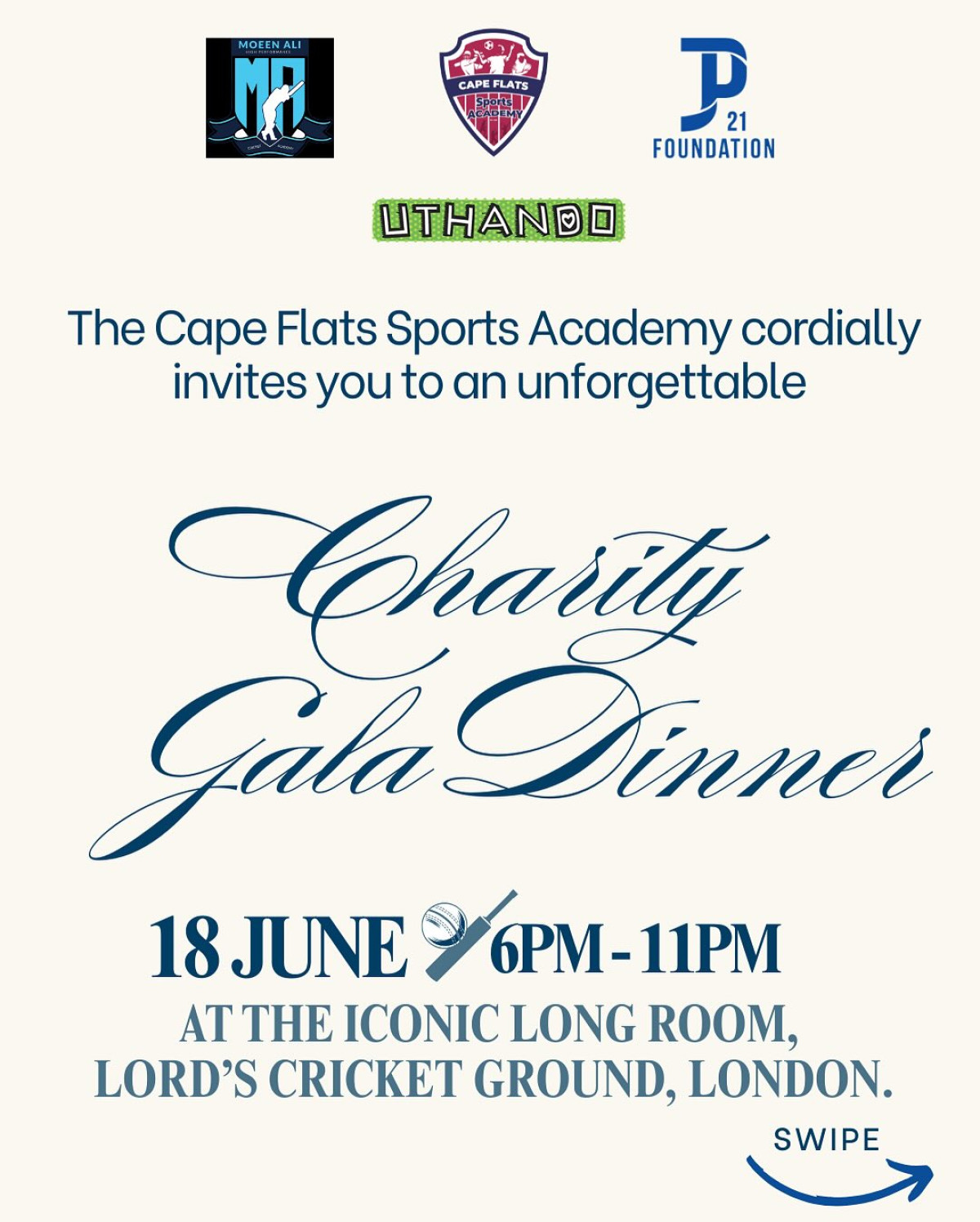 JP Duminy Charity Gala Dinner at Lords Join a dynamic evening of charity and cricket excellence at iconic Lord's ground, London.
