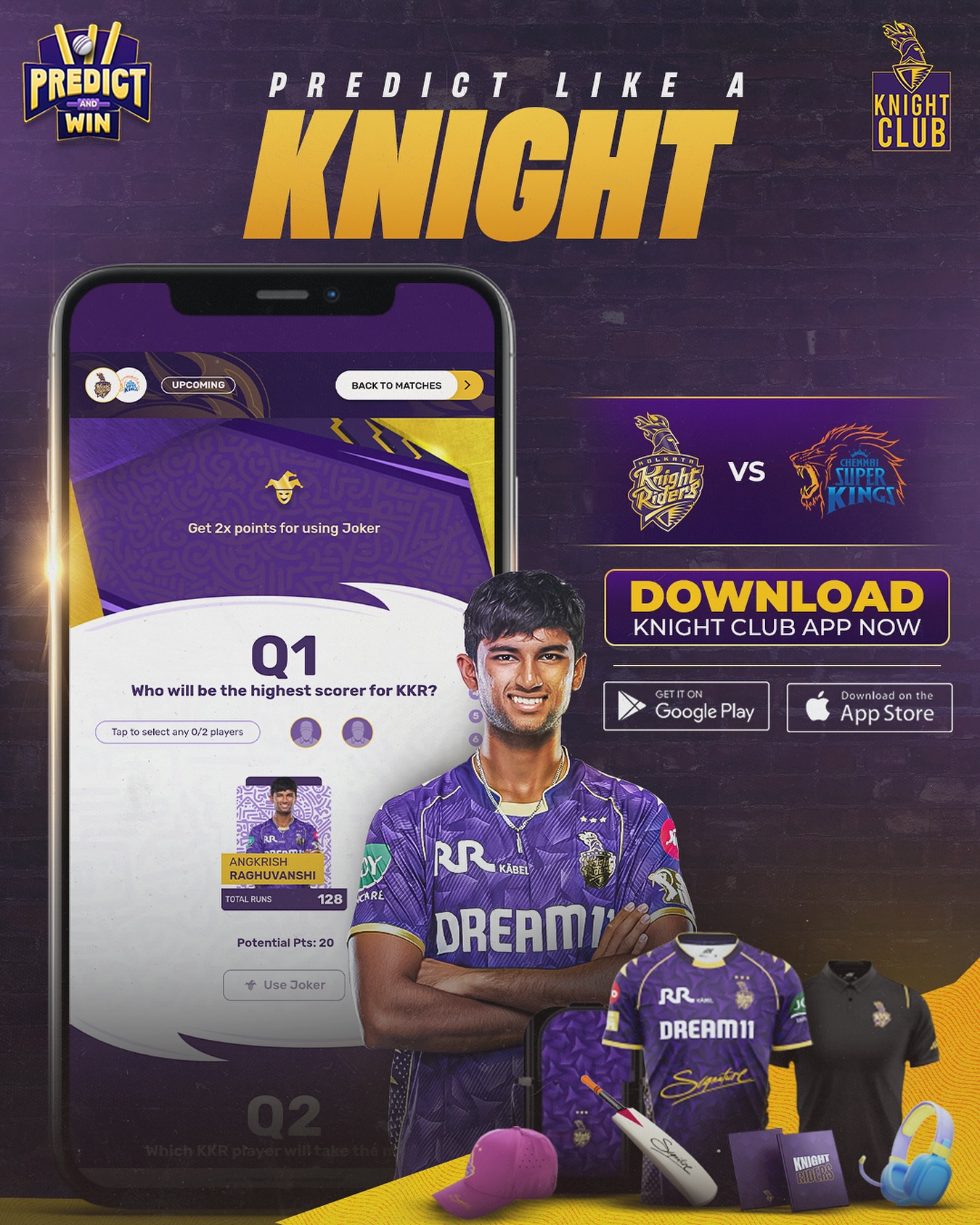 KKR Fans Predict To Win Exclusive Merch Predict match outcomes via the Knight Club App and score exclusive KKR gear today Now ASAP