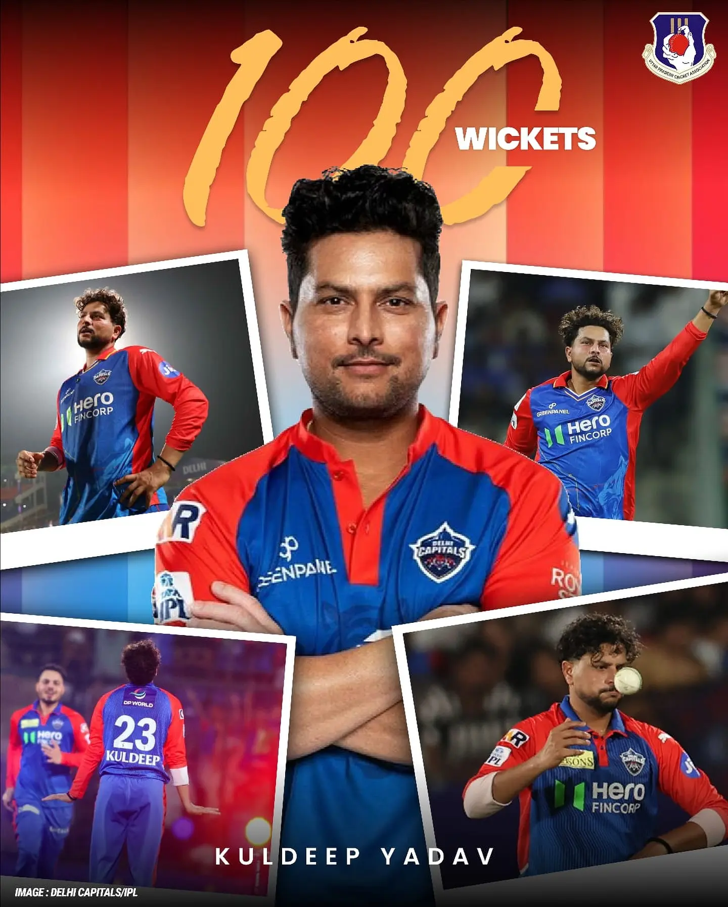 Kuldeep Yadav Collection Hits 100 IPL Wickets Celebrating 100 IPL wickets milestone with precision, skill, and legacy by Kuldeep Yadav!!